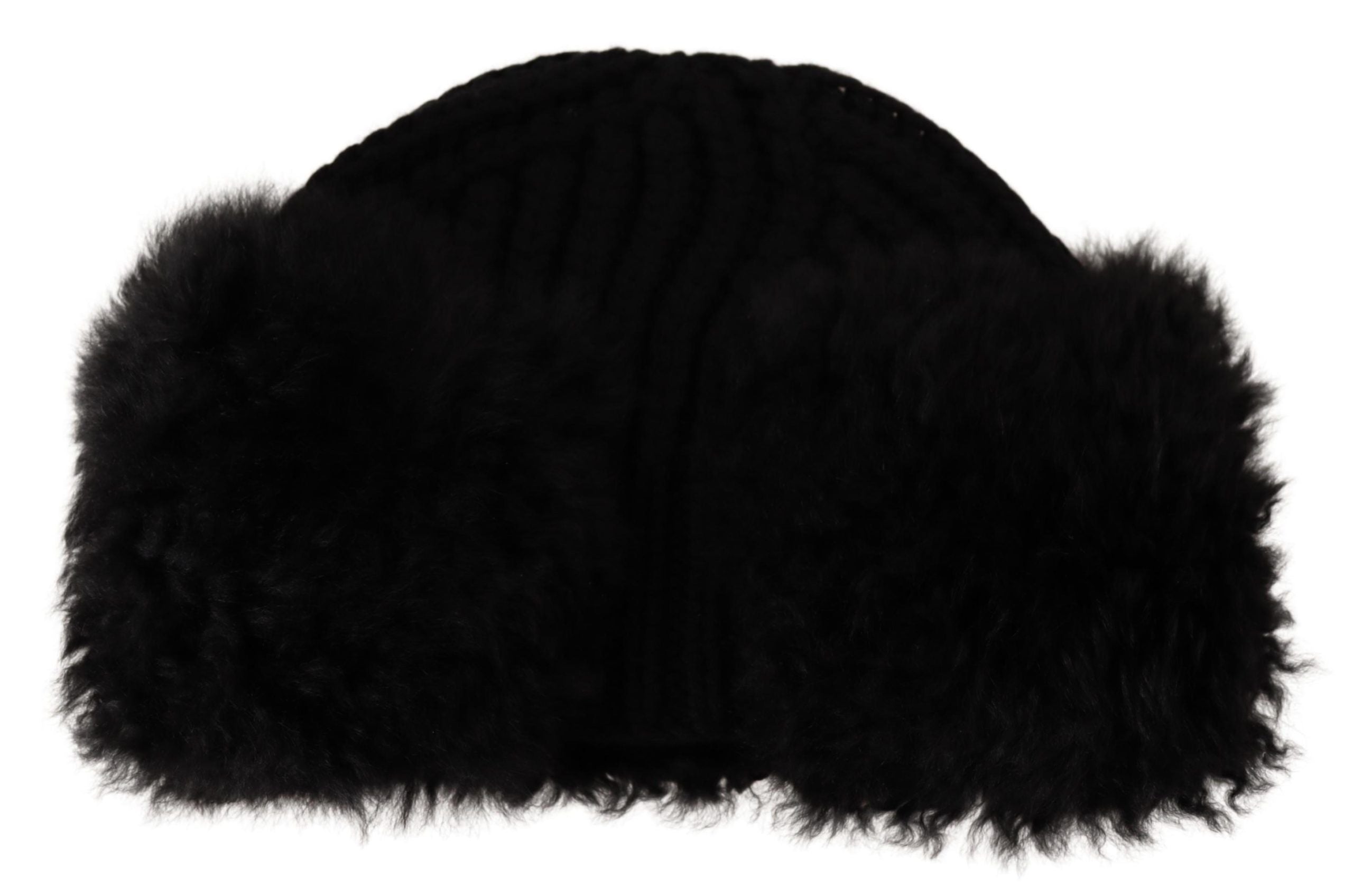 Dolce &amp; Gabbana Elegante schwarze Kaschmir-Alpaka-Pelzmütze