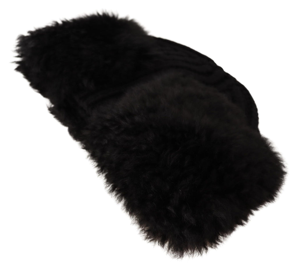 Dolce &amp; Gabbana Elegante schwarze Kaschmir-Alpaka-Pelzmütze