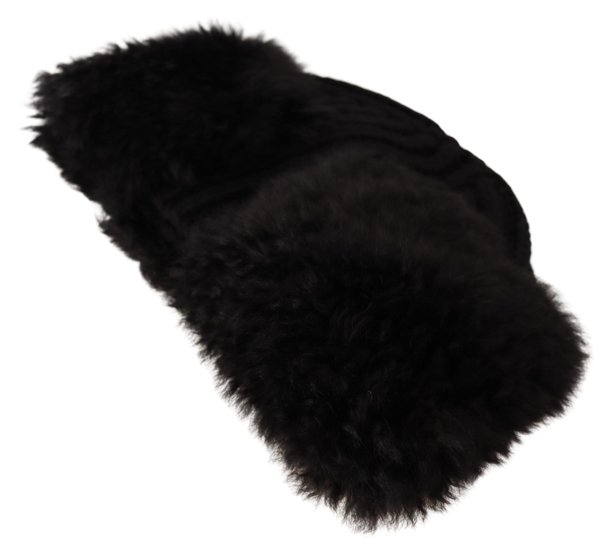Dolce &amp; Gabbana Elegante schwarze Kaschmir-Alpaka-Pelzmütze