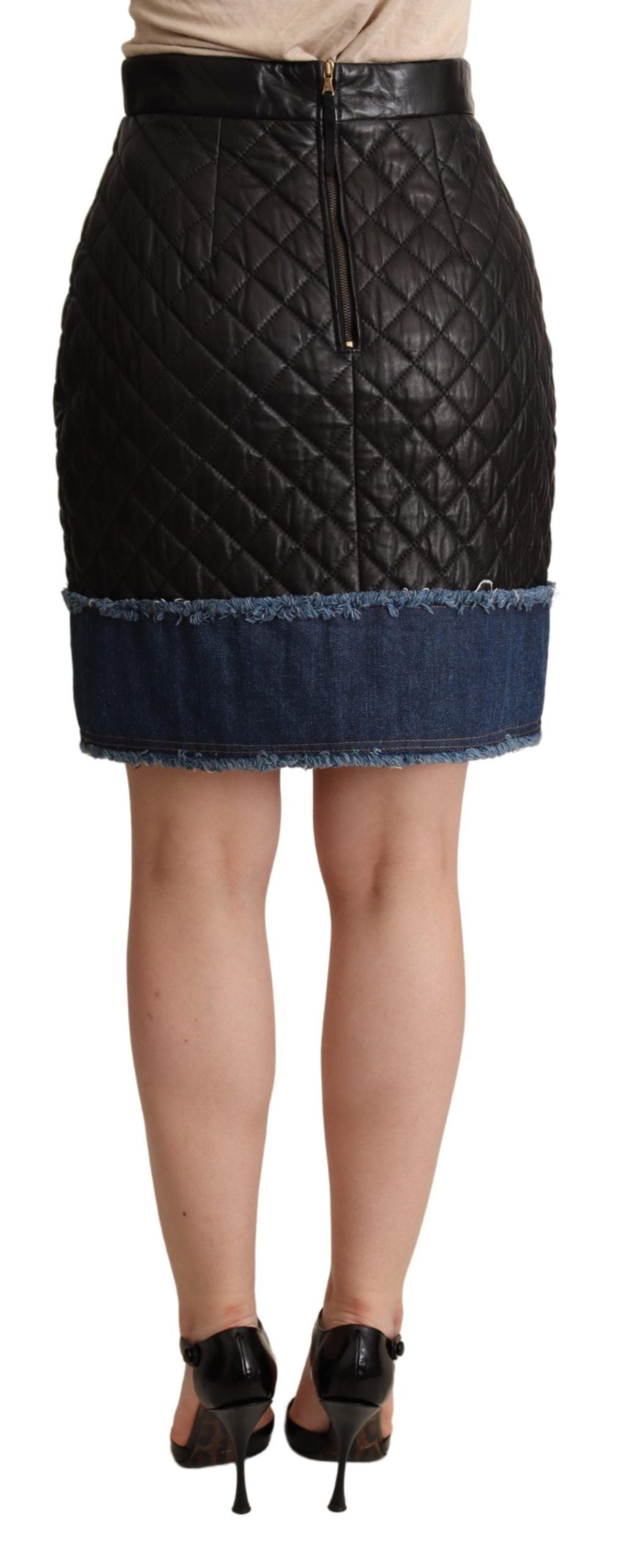 Dolce &amp; Gabbana Eleganter Minirock aus Leder mit hoher Taille