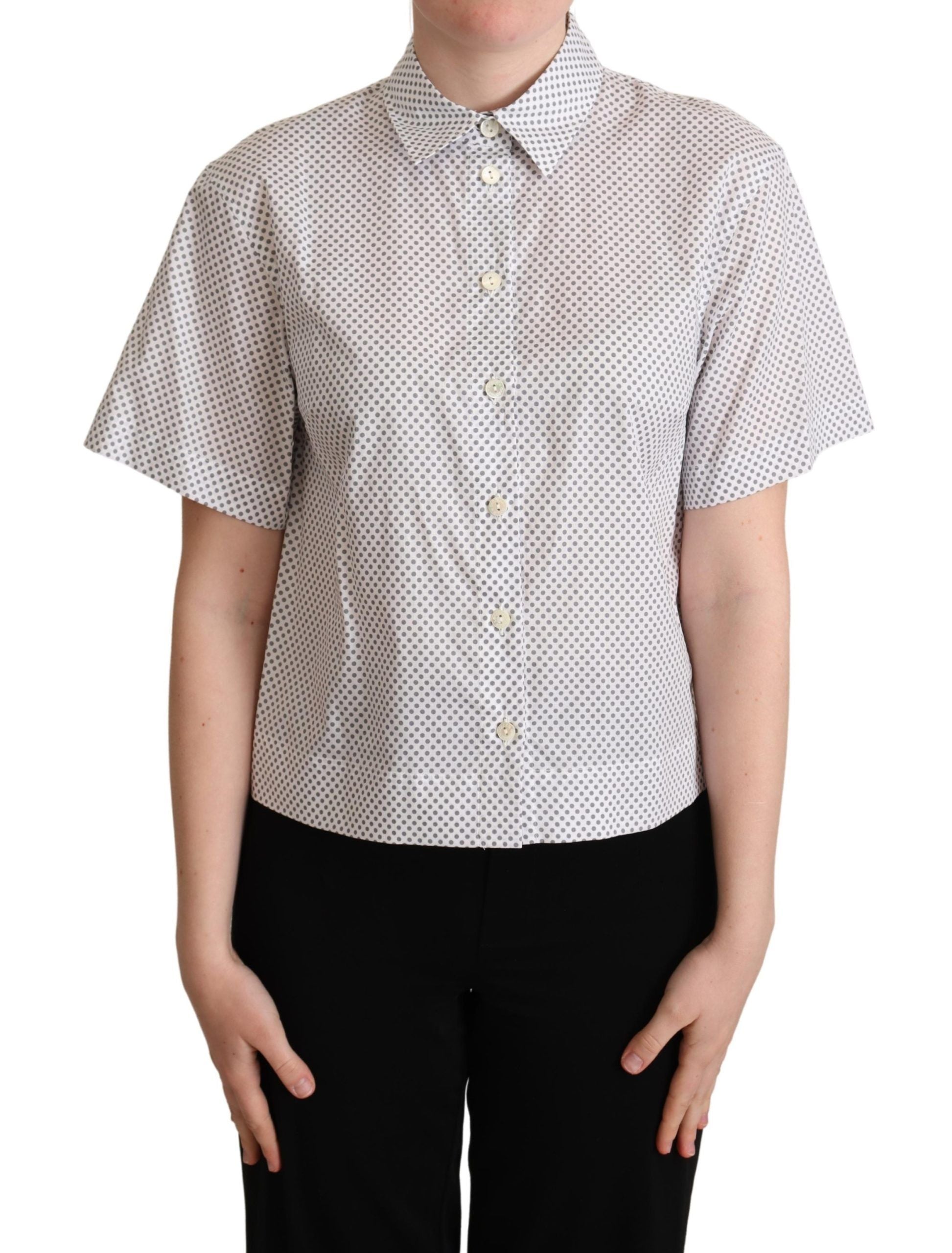 Dolce &amp; Gabbana Chic Graues Poloshirt mit Punkten