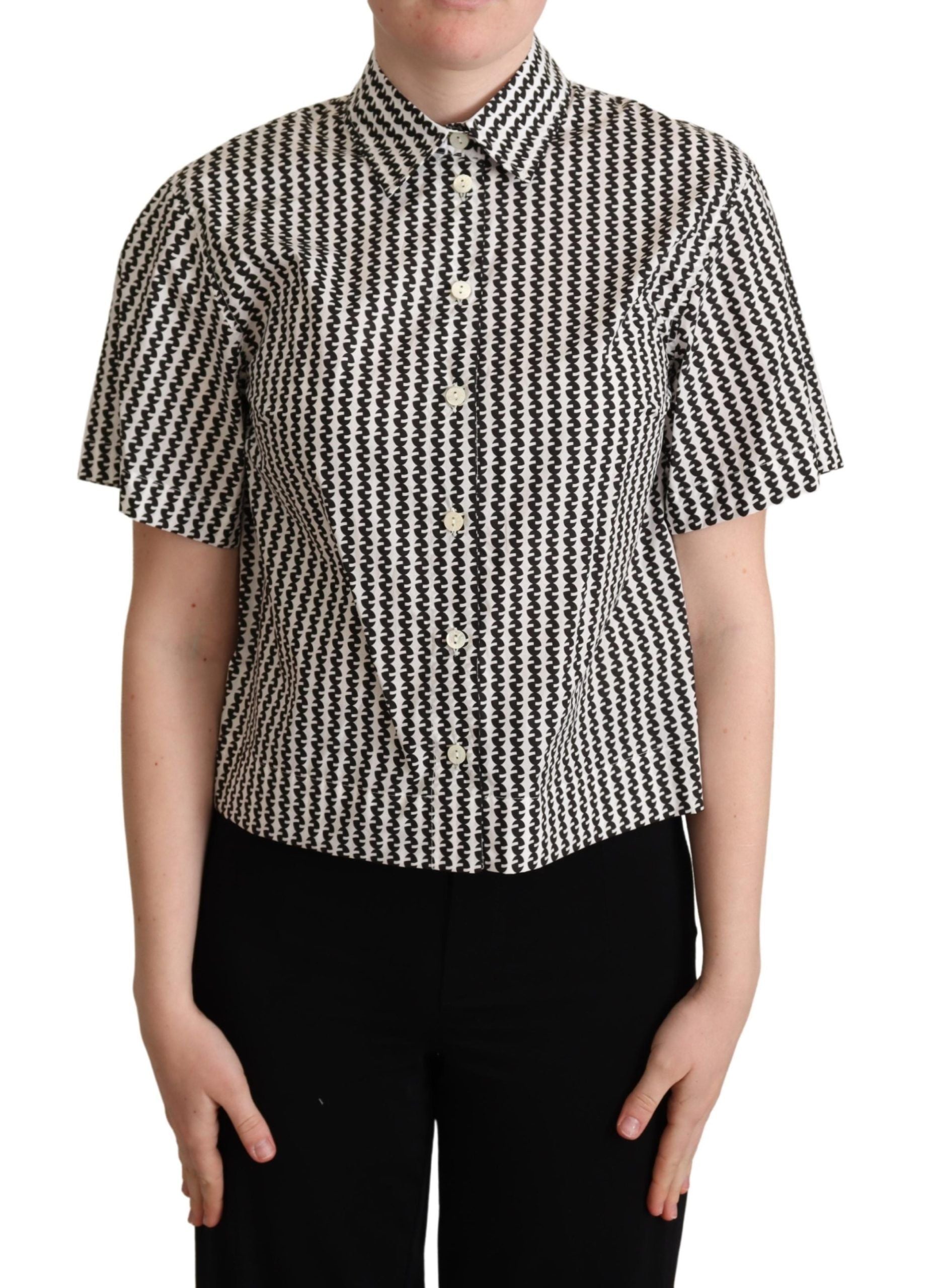 Dolce &amp; Gabbana Elegantes schwarz-weiß gemustertes Baumwollpolo