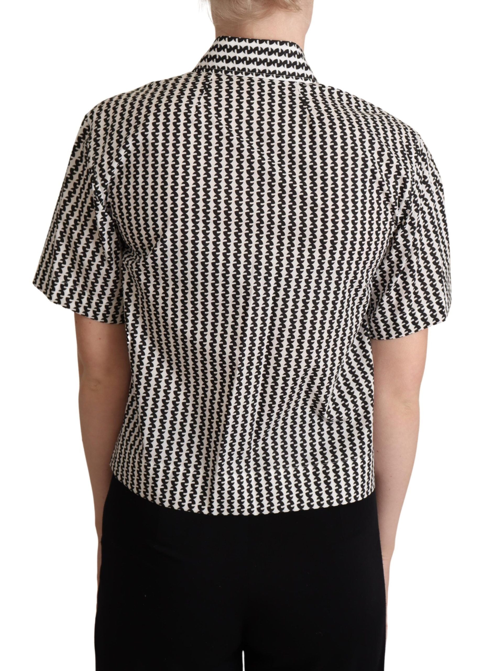 Dolce &amp; Gabbana Elegantes schwarz-weiß gemustertes Baumwollpolo