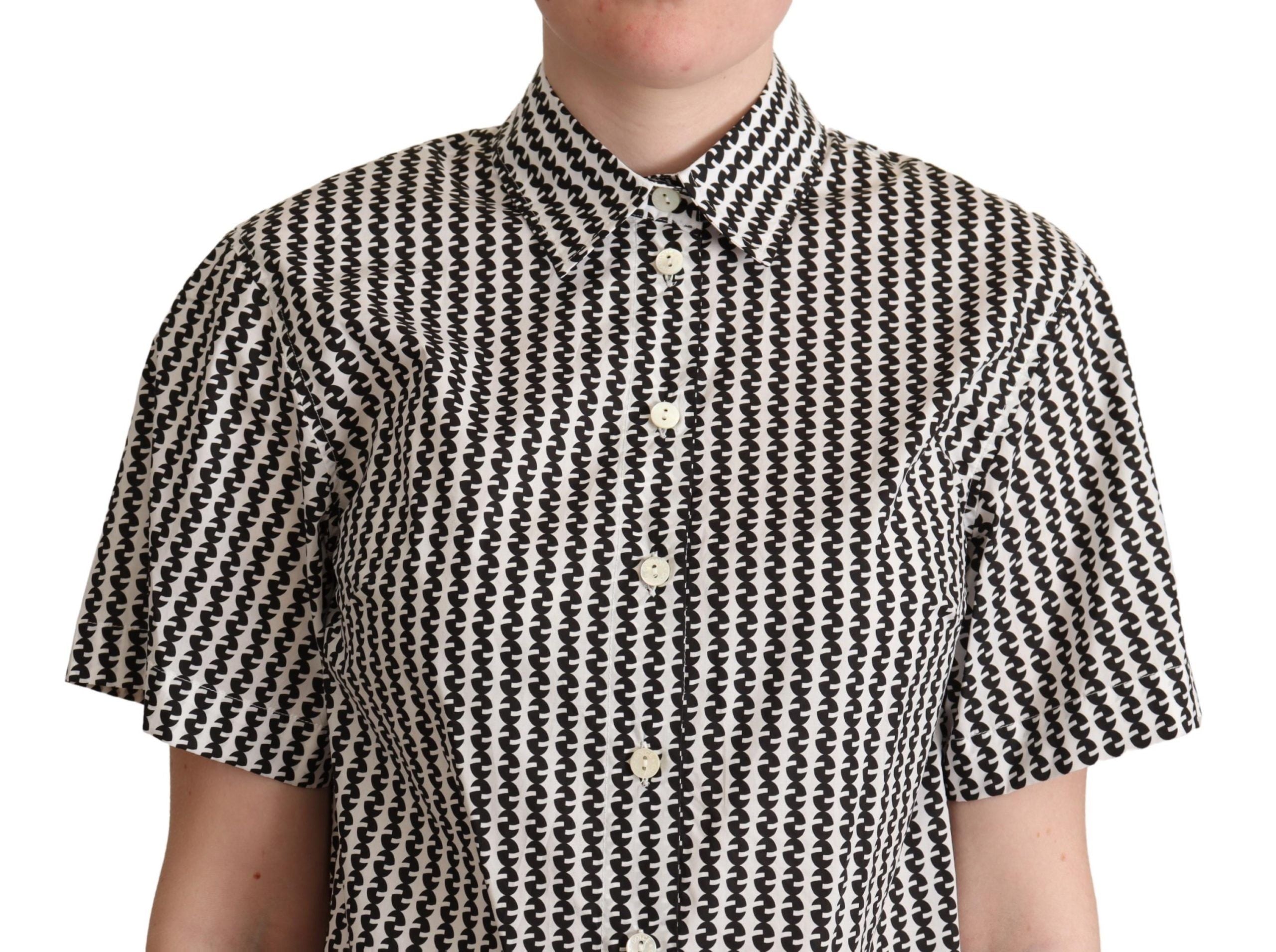 Dolce &amp; Gabbana Elegantes schwarz-weiß gemustertes Baumwollpolo