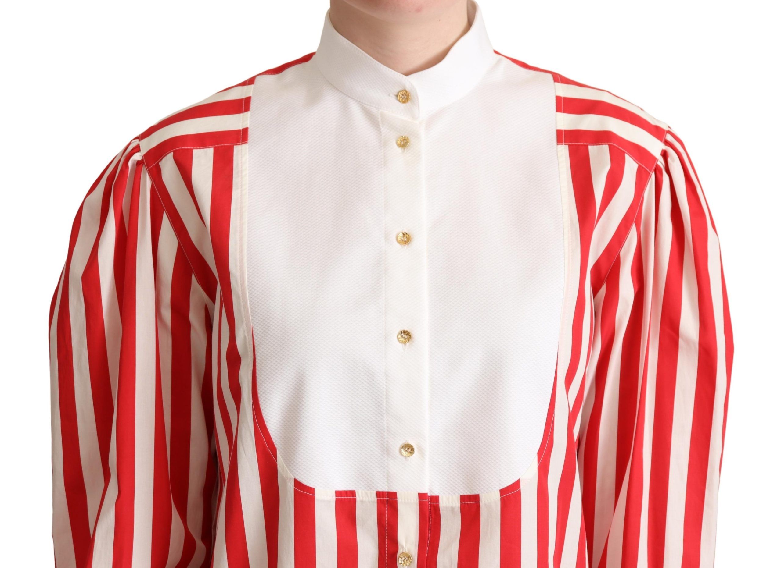 Dolce &amp; Gabbana – Elegantes Poloshirt aus Baumwolle mit roten und weißen Streifen