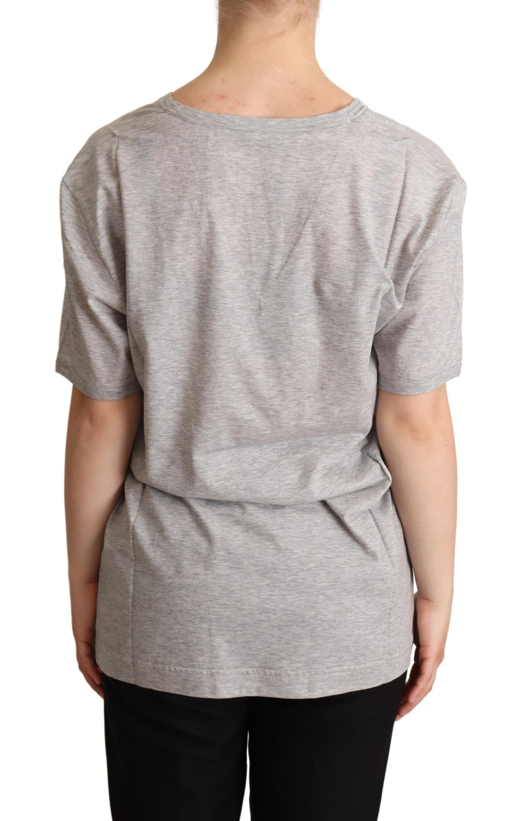 Dolce &amp; Gabbana – Elegantes graues Baumwoll-T-Shirt mit V-Ausschnitt