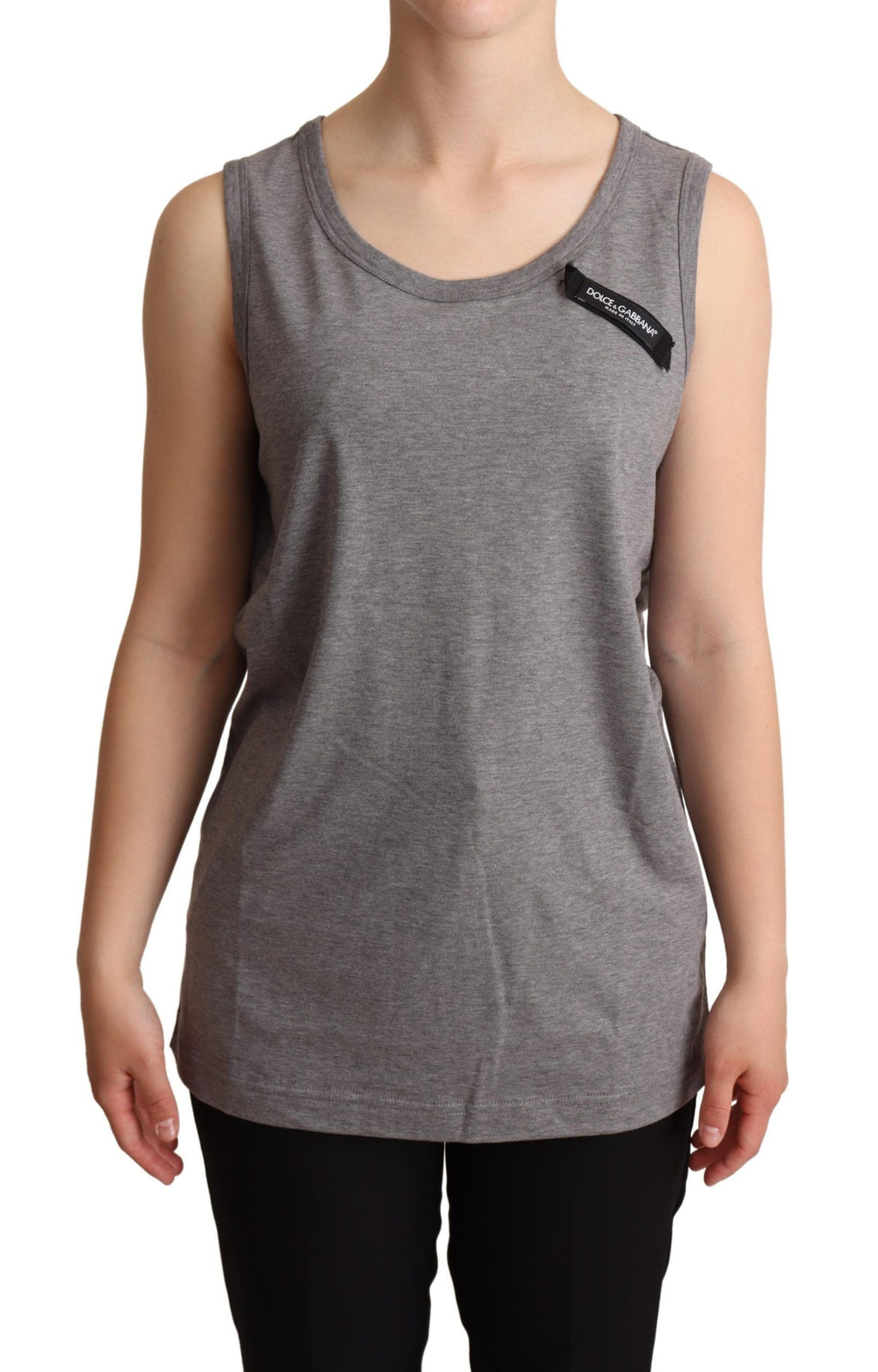 Dolce &amp; Gabbana Elegantes ärmelloses Tanktop aus grauem Baumwolljersey
