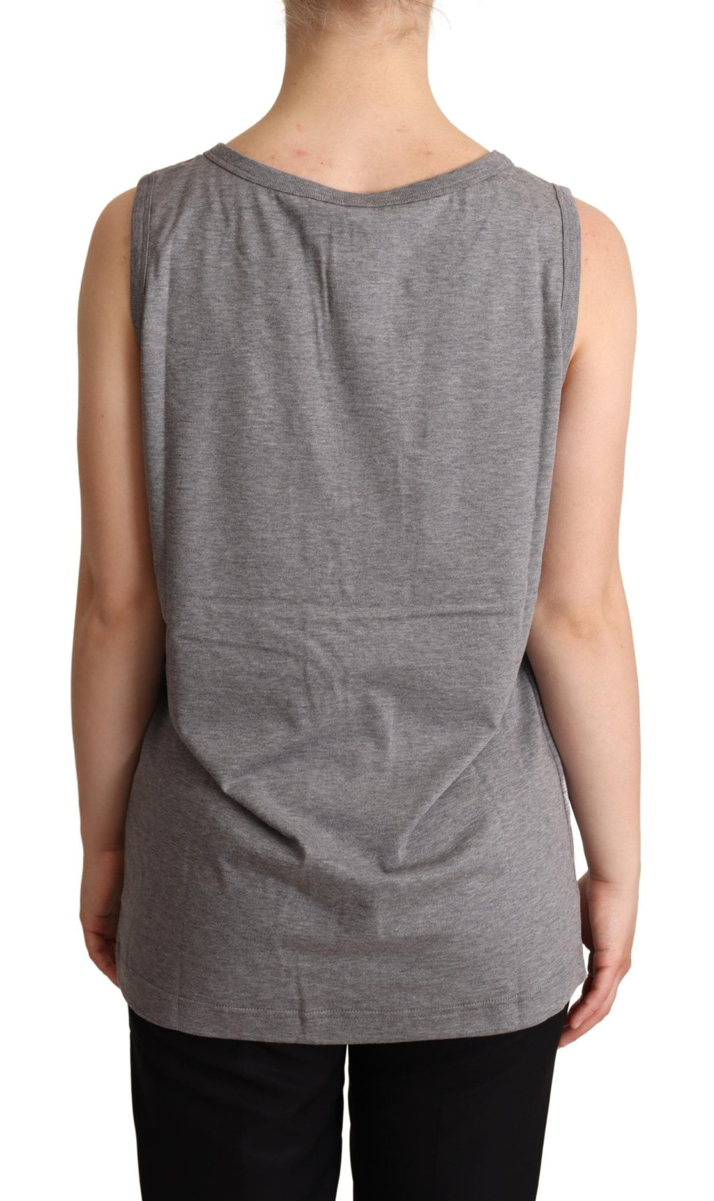 Dolce &amp; Gabbana Elegantes ärmelloses Tanktop aus grauem Baumwolljersey