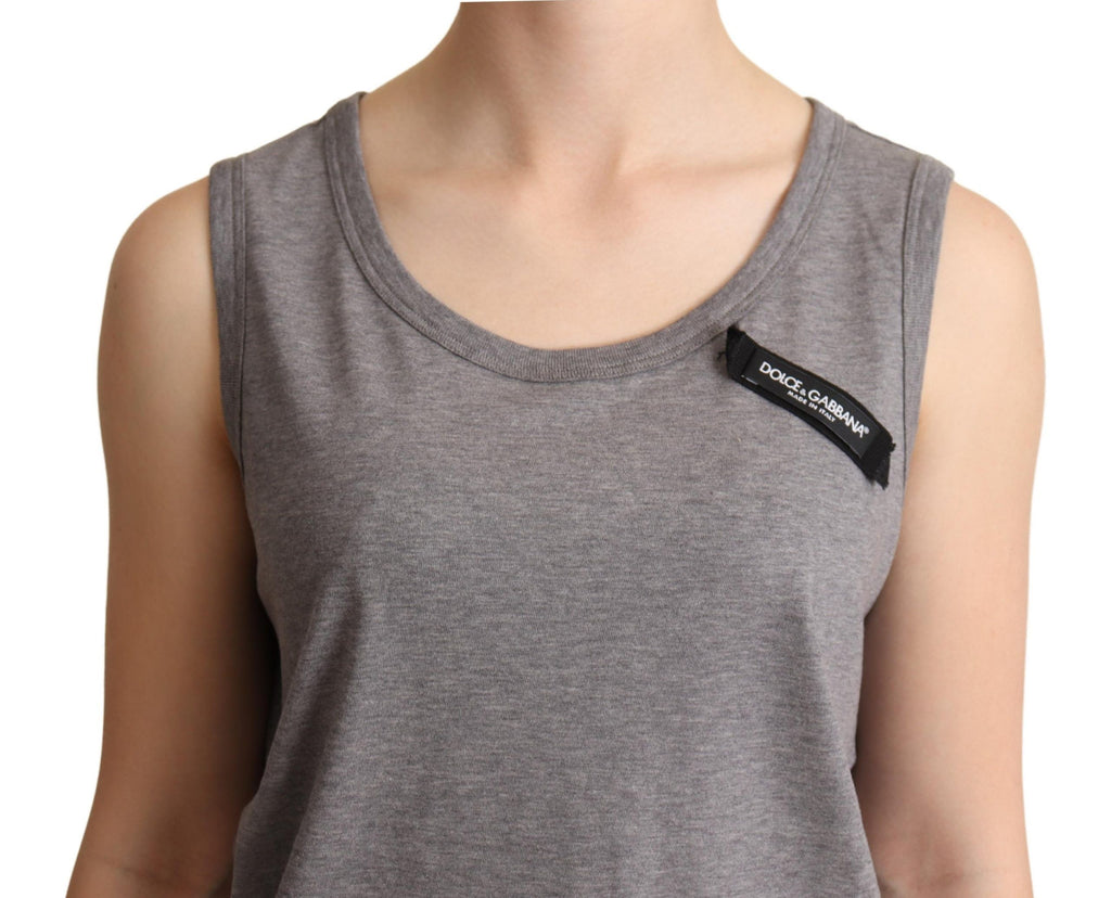 Dolce &amp; Gabbana Elegantes ärmelloses Tanktop aus grauem Baumwolljersey