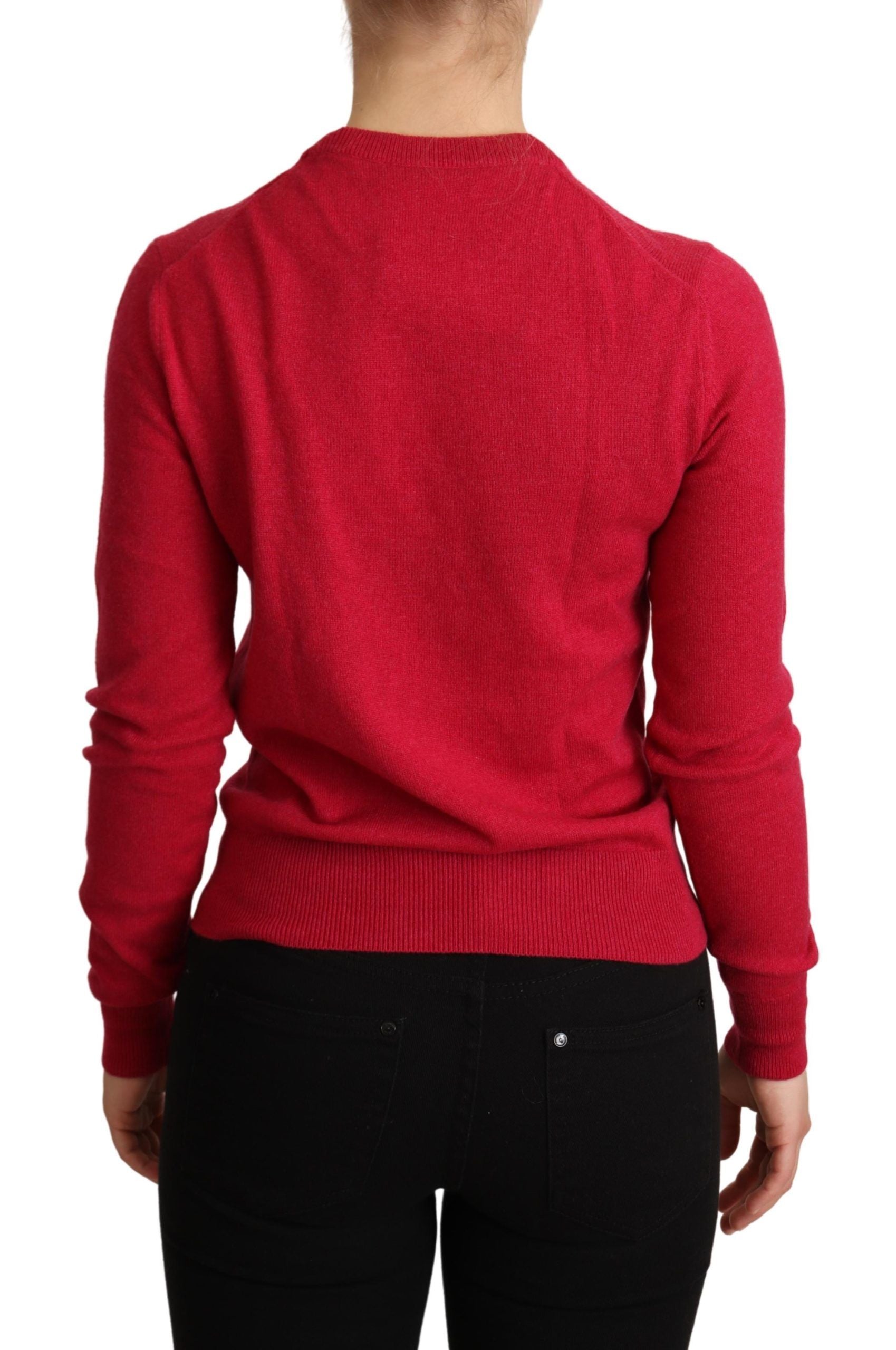 Dolce &amp; Gabbana – Rosa Pullover aus bestickter Kaschmirwolle