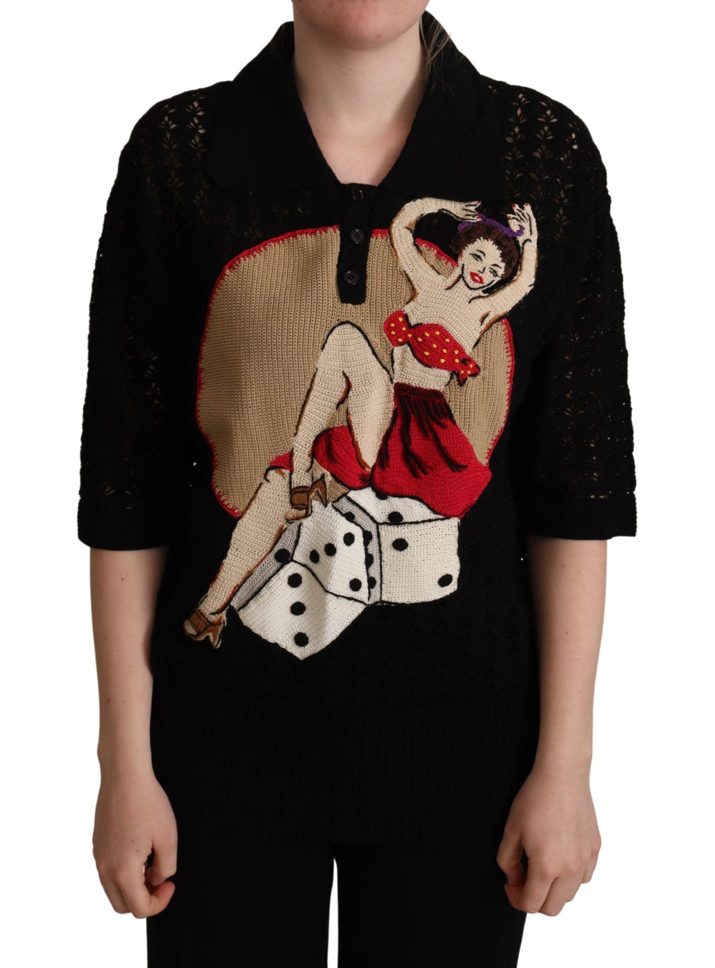 Dolce &amp; Gabbana – Bestickter Luxus-Kurzarmpullover