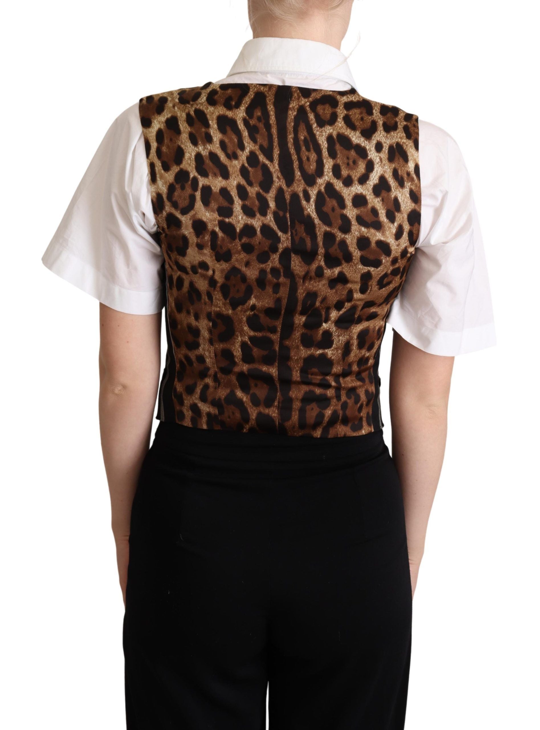 Dolce &amp; Gabbana Schicke Weste mit schwarzem Leopardenmuster