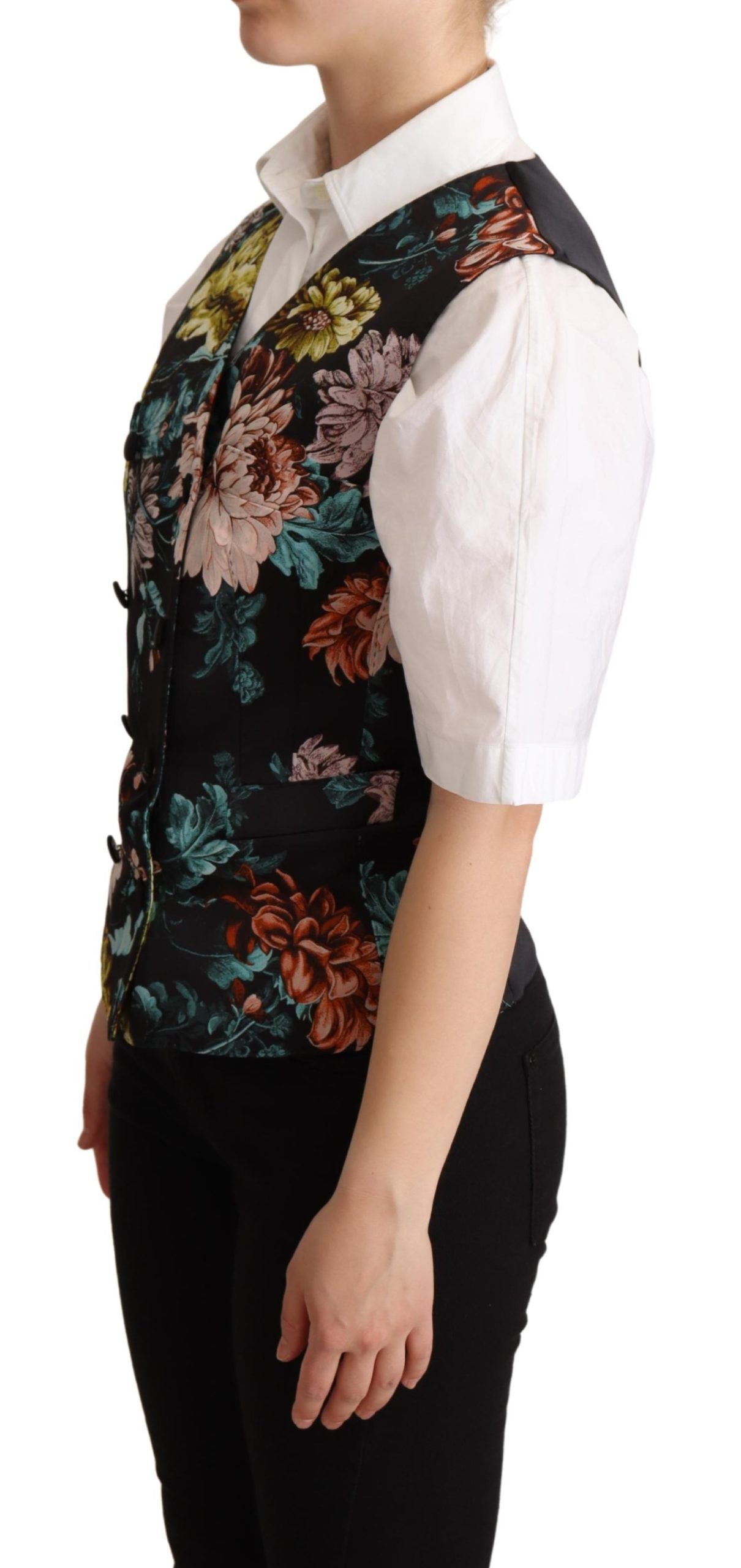 Dolce &amp; Gabbana – Exquisite Weste aus geblümtem Jacquard
