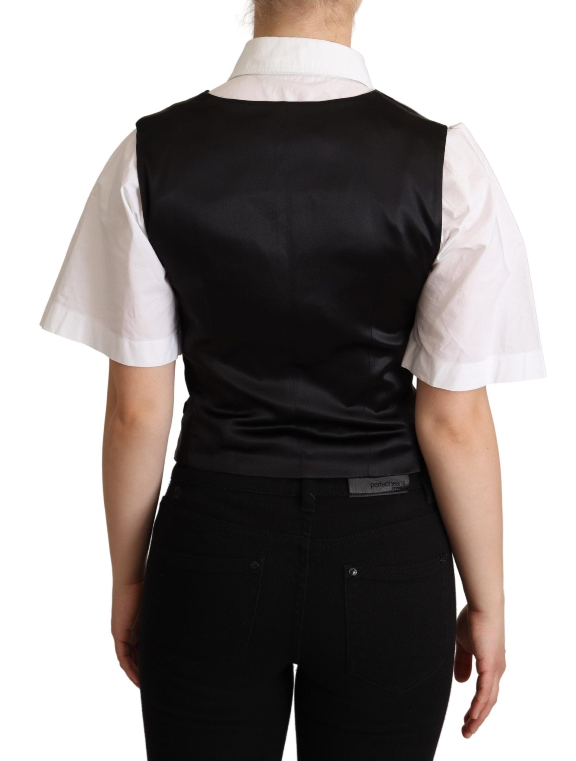 Dolce &amp; Gabbana Elegante schwarze Weste aus Seidenmischung