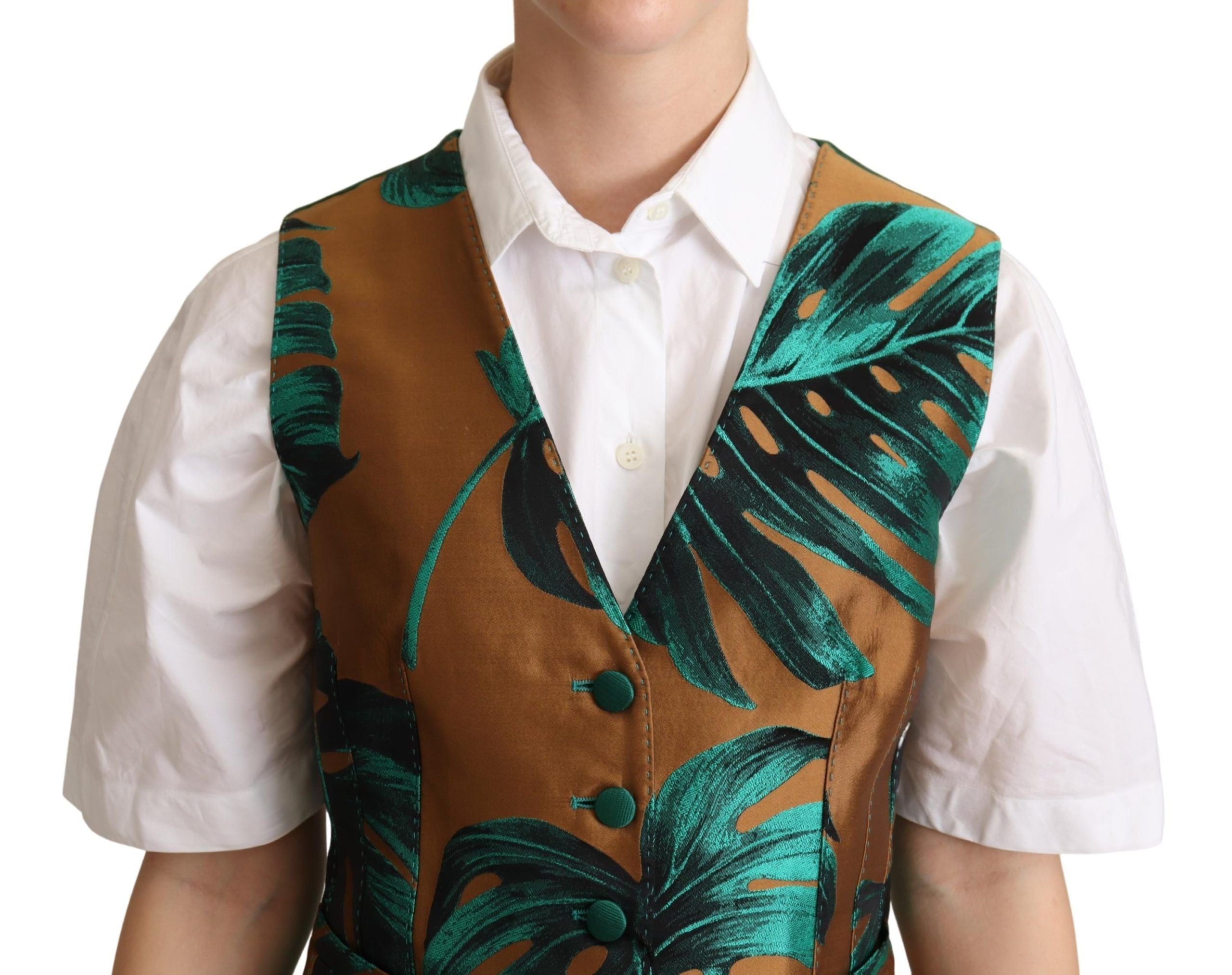 Dolce &amp; Gabbana – Elegante Weste mit grünem Blattmuster