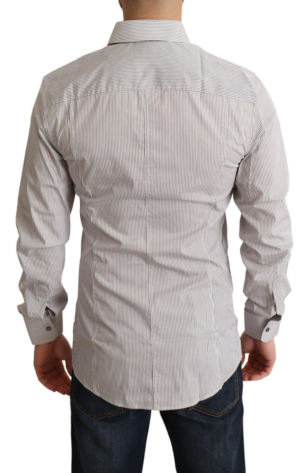 Dolce &amp; Gabbana – Elegantes, grau gestreiftes Slim-Fit-Hemd