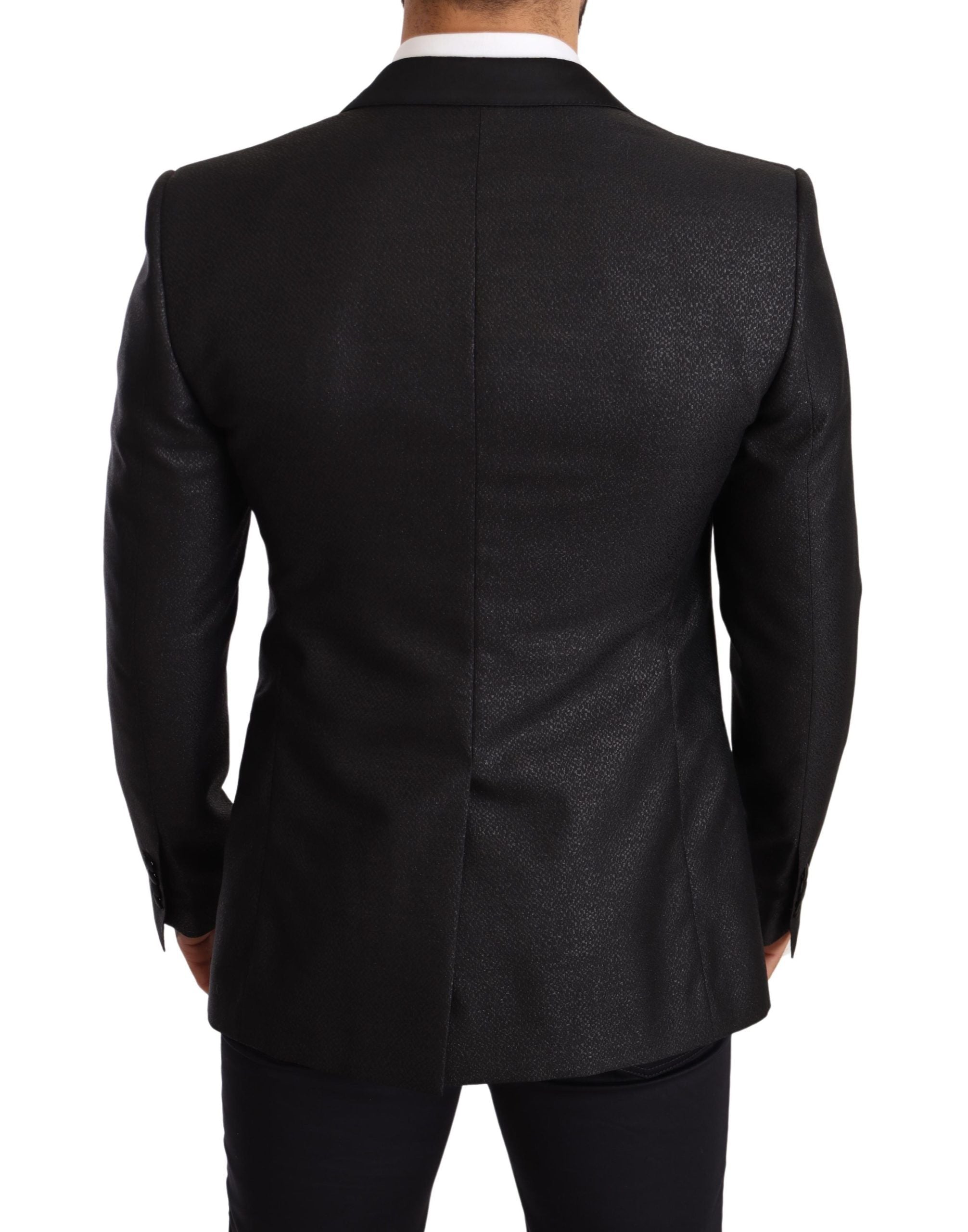 Dolce &amp; Gabbana – Elegante, schmal geschnittene Blazerjacke in Schwarz-Metallic