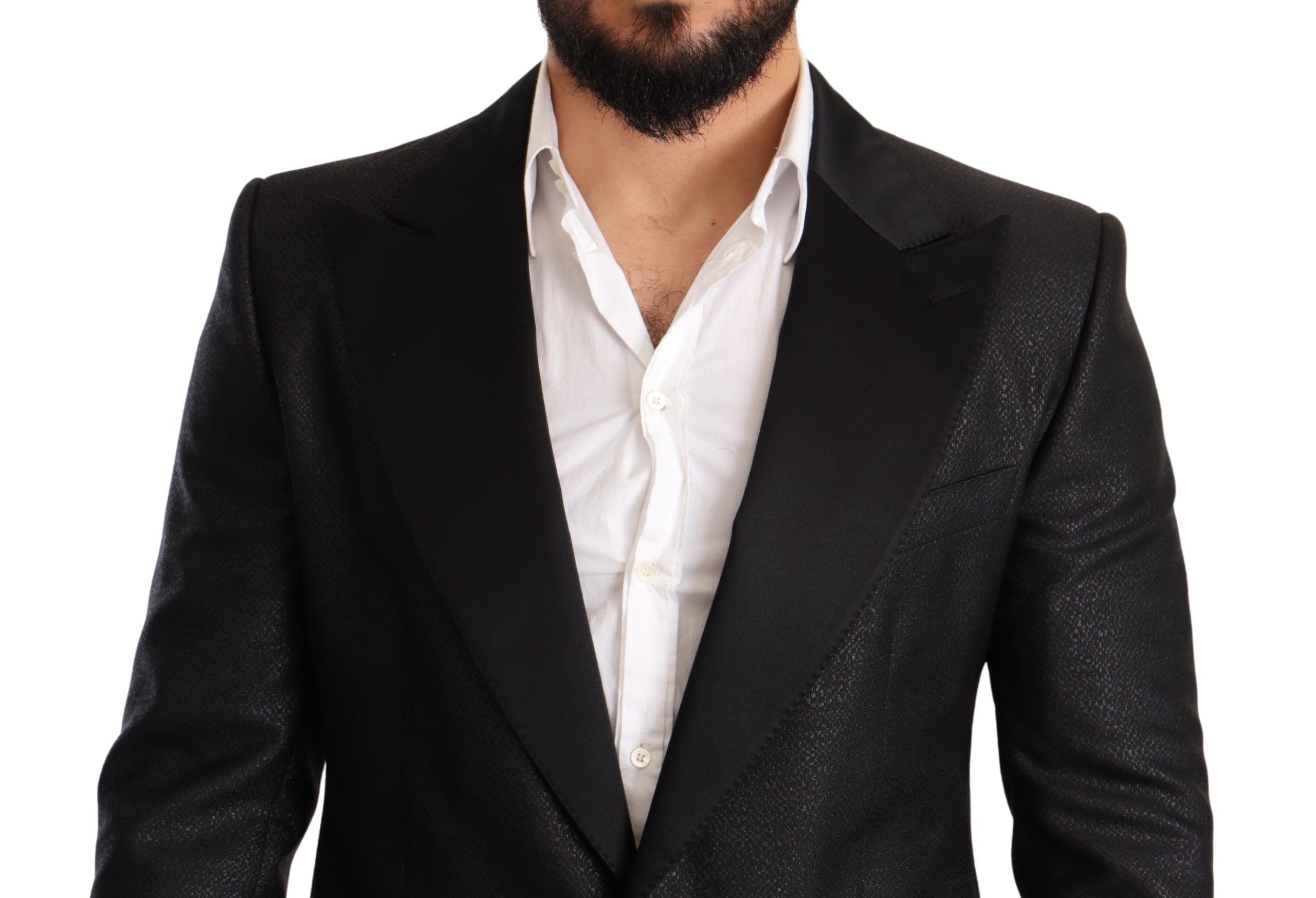 Dolce &amp; Gabbana – Elegante, schmal geschnittene Blazerjacke in Schwarz-Metallic