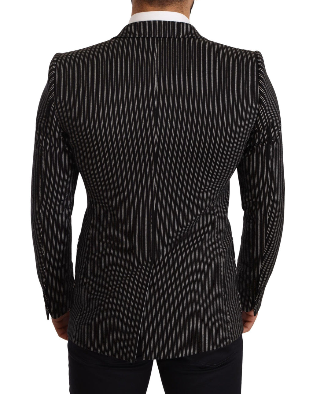 Dolce &amp; Gabbana Eleganter schwarz gestreifter Blazer aus Schurwolle