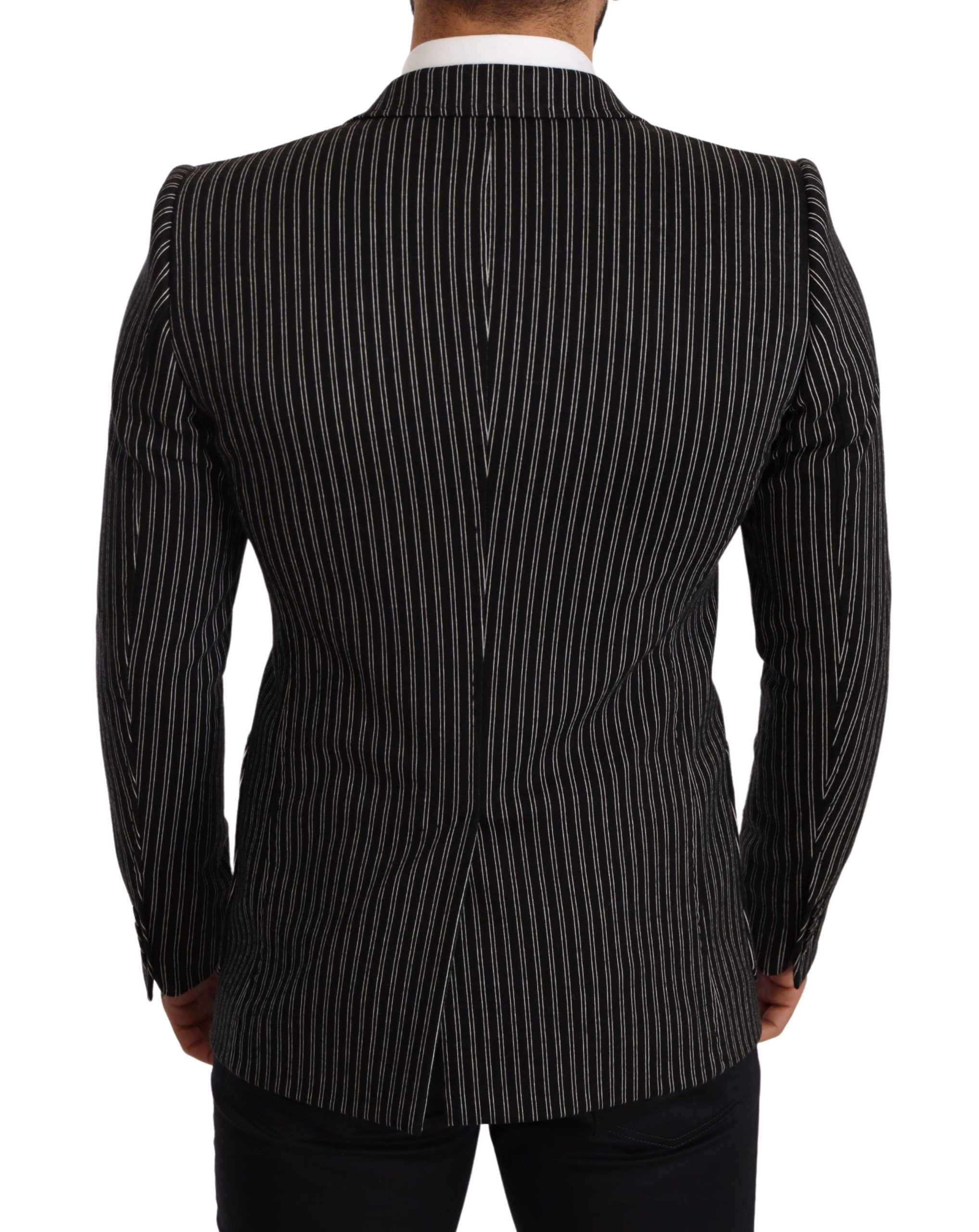 Dolce &amp; Gabbana Eleganter schwarz gestreifter Blazer aus Schurwolle