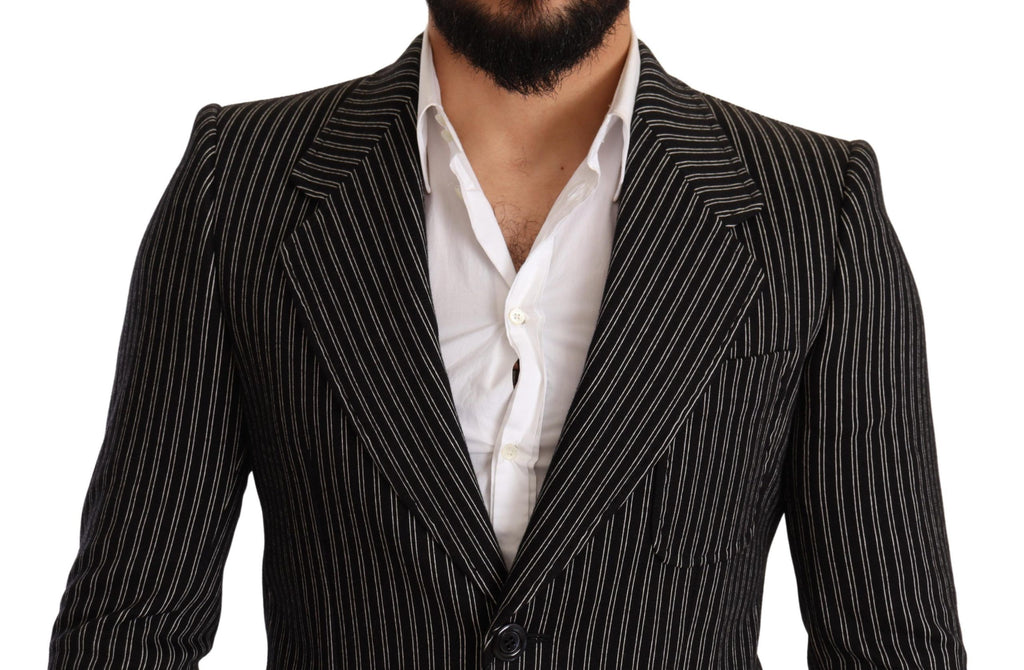 Dolce &amp; Gabbana Eleganter schwarz gestreifter Blazer aus Schurwolle