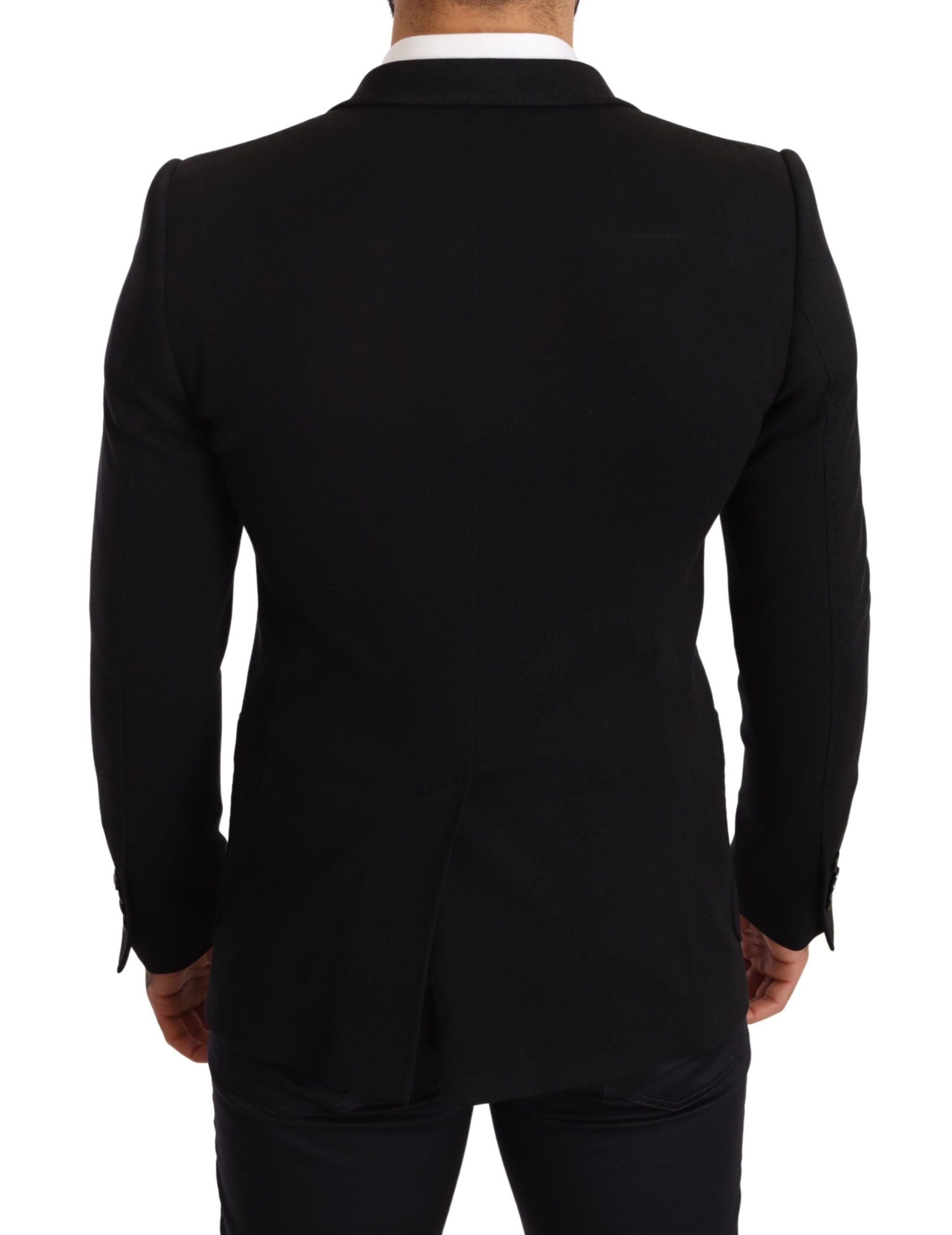 Dolce &amp; Gabbana Eleganter Slim Fit Blazer aus schwarzer Baumwolle