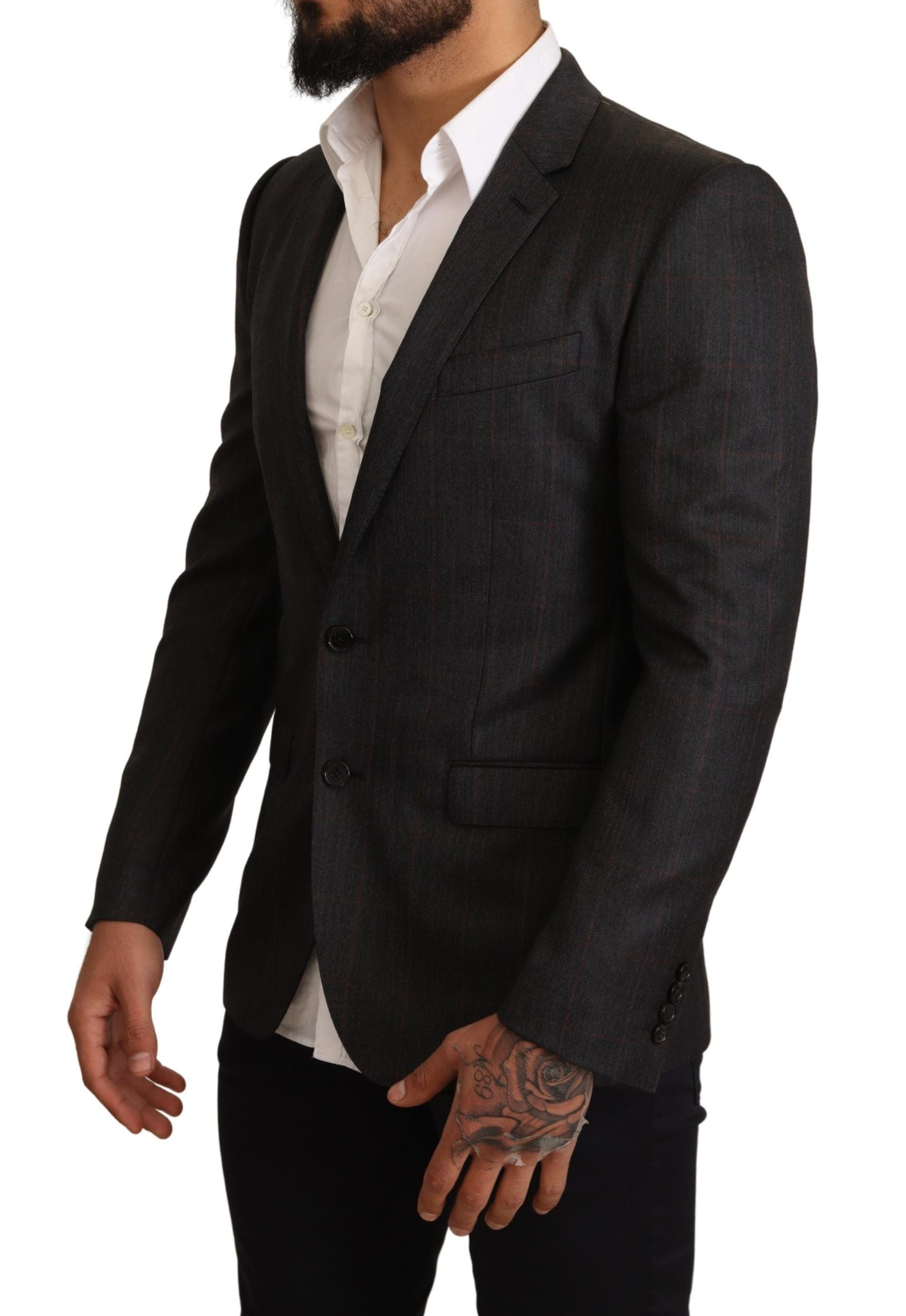 Dolce &amp; Gabbana Eleganter Martini-Blazer in Grau mit Karomuster