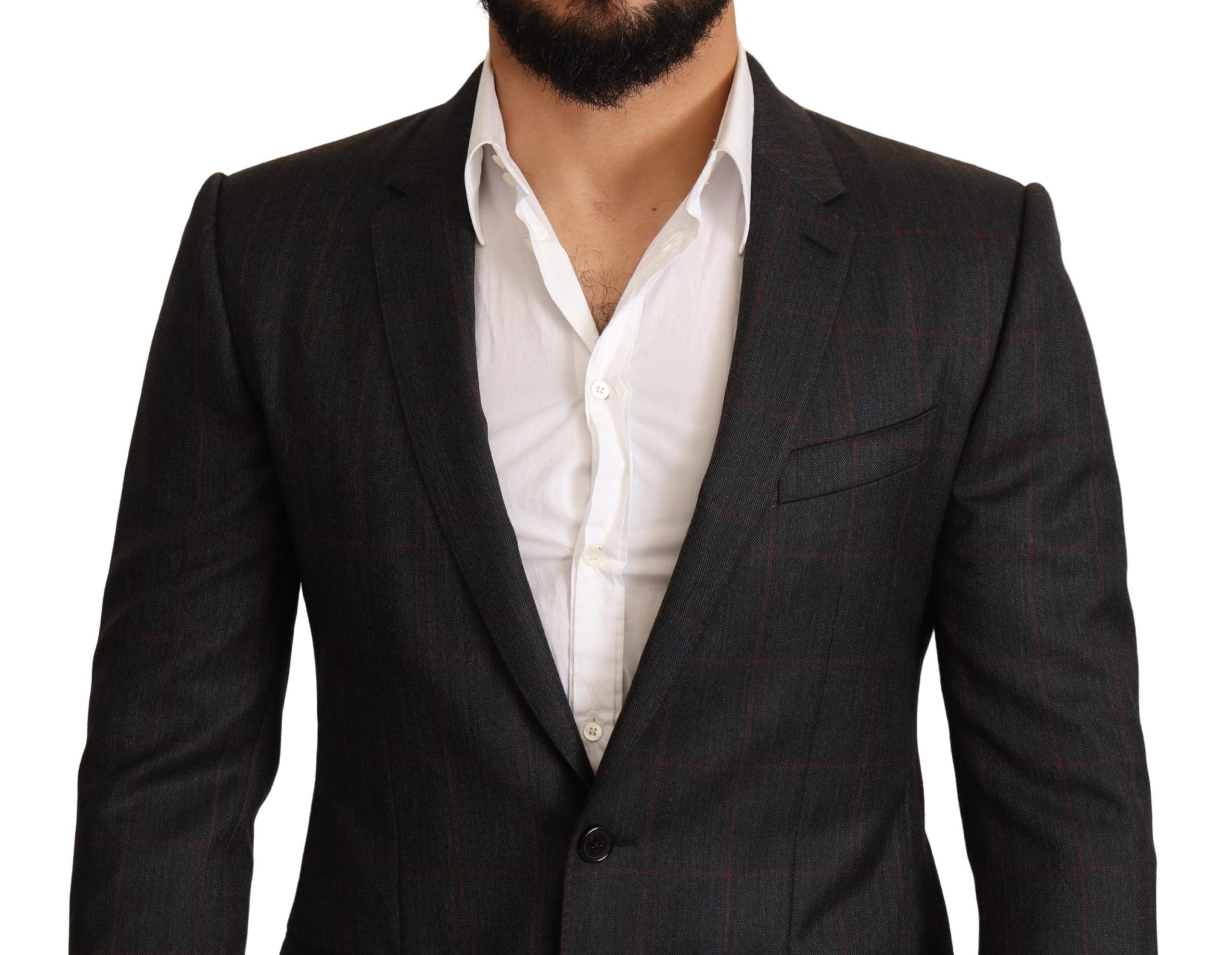 Dolce &amp; Gabbana Eleganter Martini-Blazer in Grau mit Karomuster