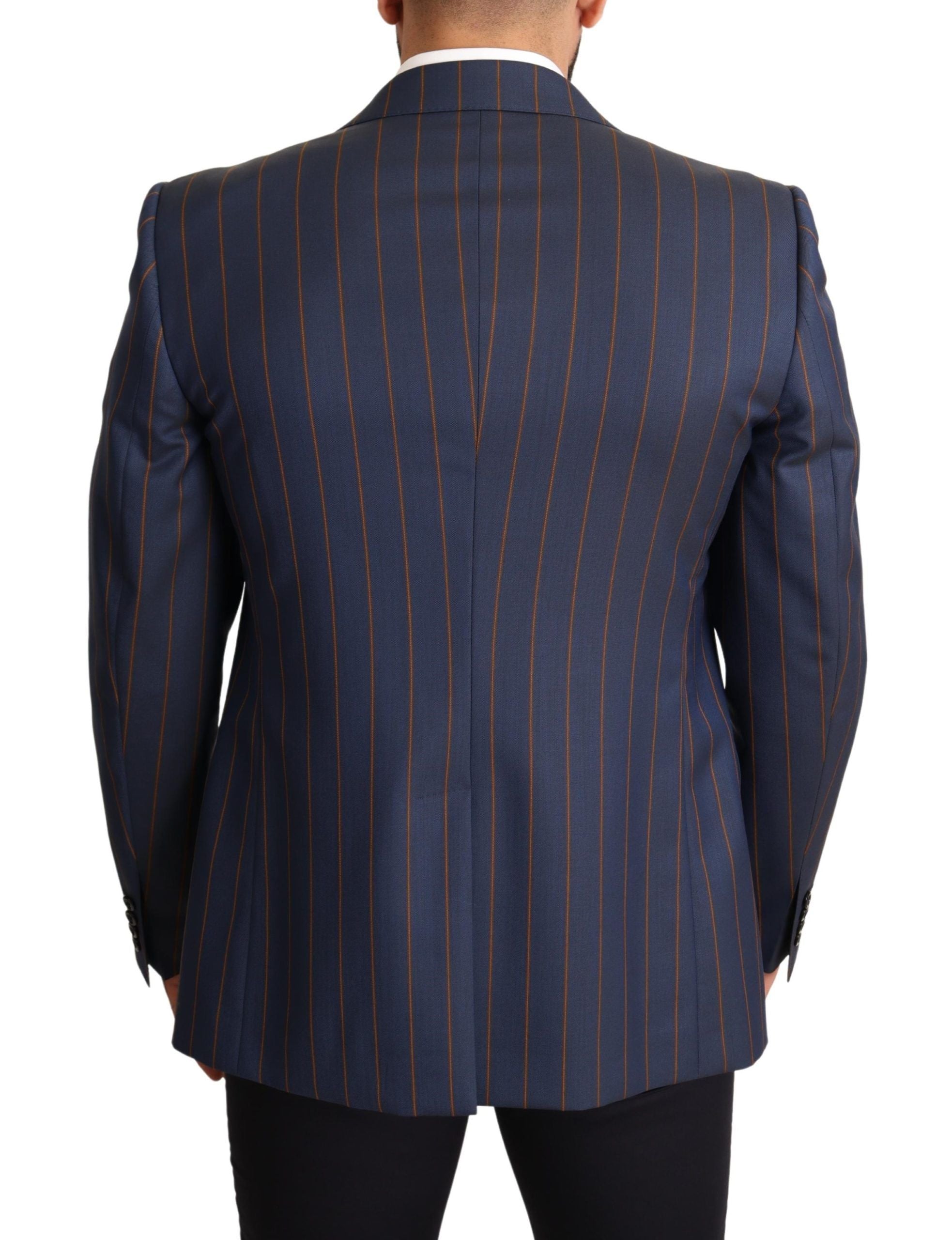 Dolce &amp; Gabbana Eleganter Slim Fit Blazer aus blau gestreifter Wolle