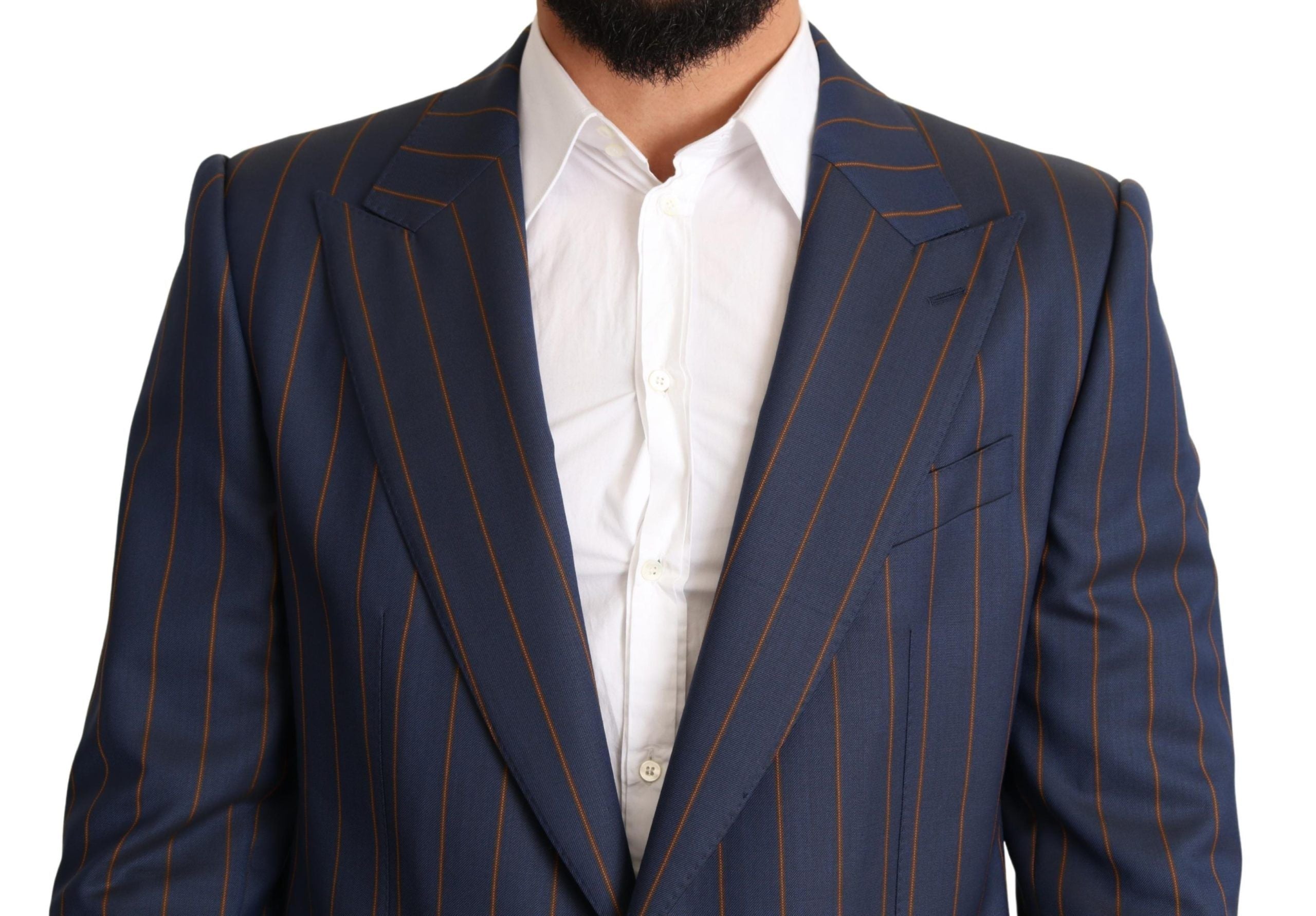 Dolce &amp; Gabbana Eleganter Slim Fit Blazer aus blau gestreifter Wolle