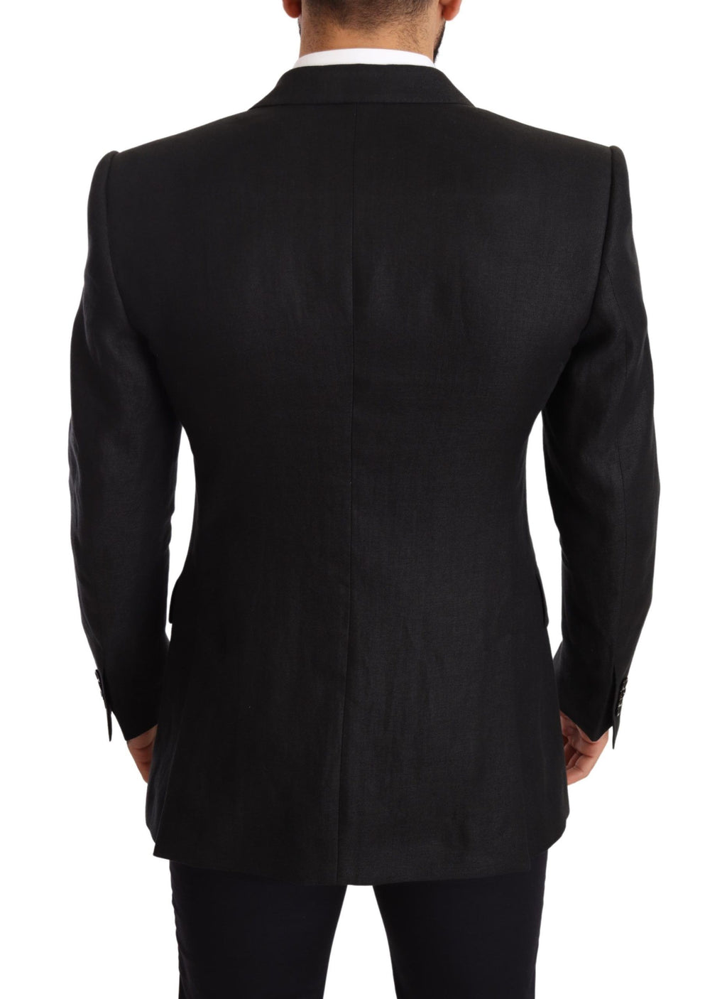 Dolce &amp; Gabbana – Eleganter Slim Fit-Blazer aus schwarzem Leinen