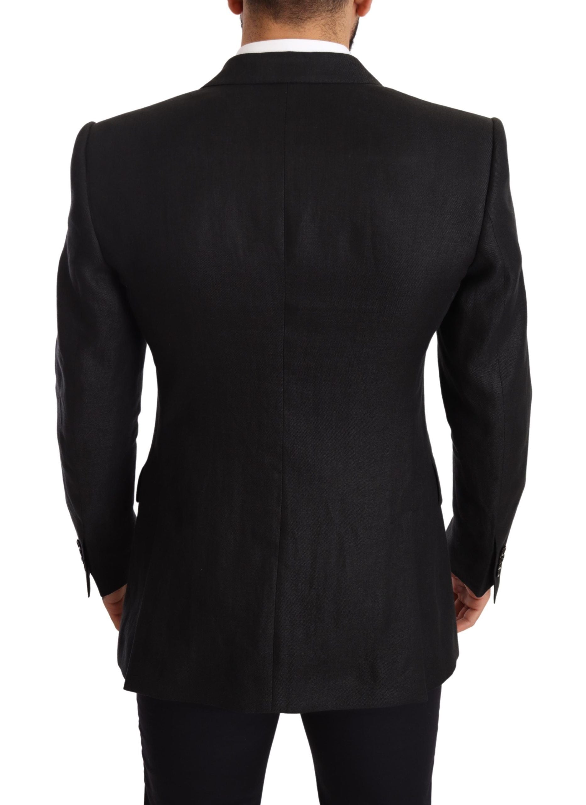 Dolce &amp; Gabbana – Eleganter Slim Fit-Blazer aus schwarzem Leinen