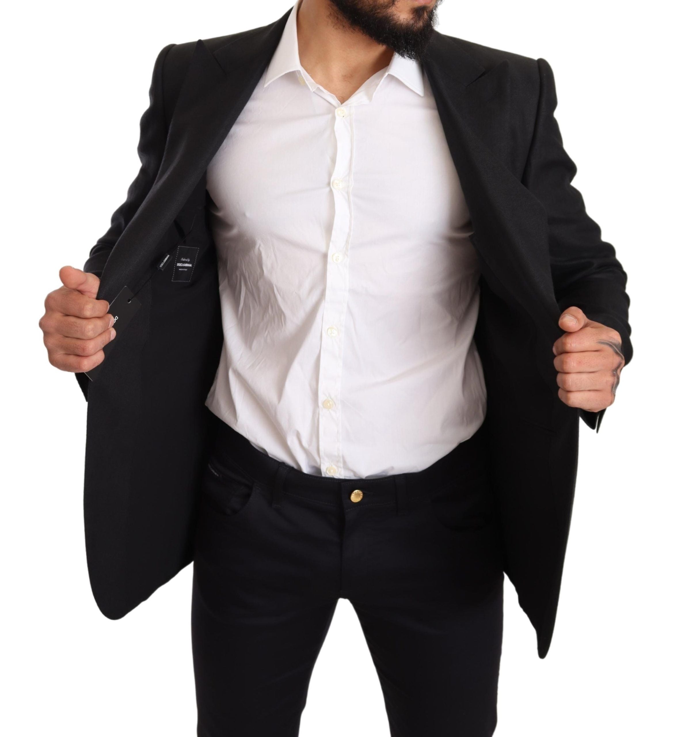 Dolce &amp; Gabbana – Eleganter Slim Fit-Blazer aus schwarzem Leinen