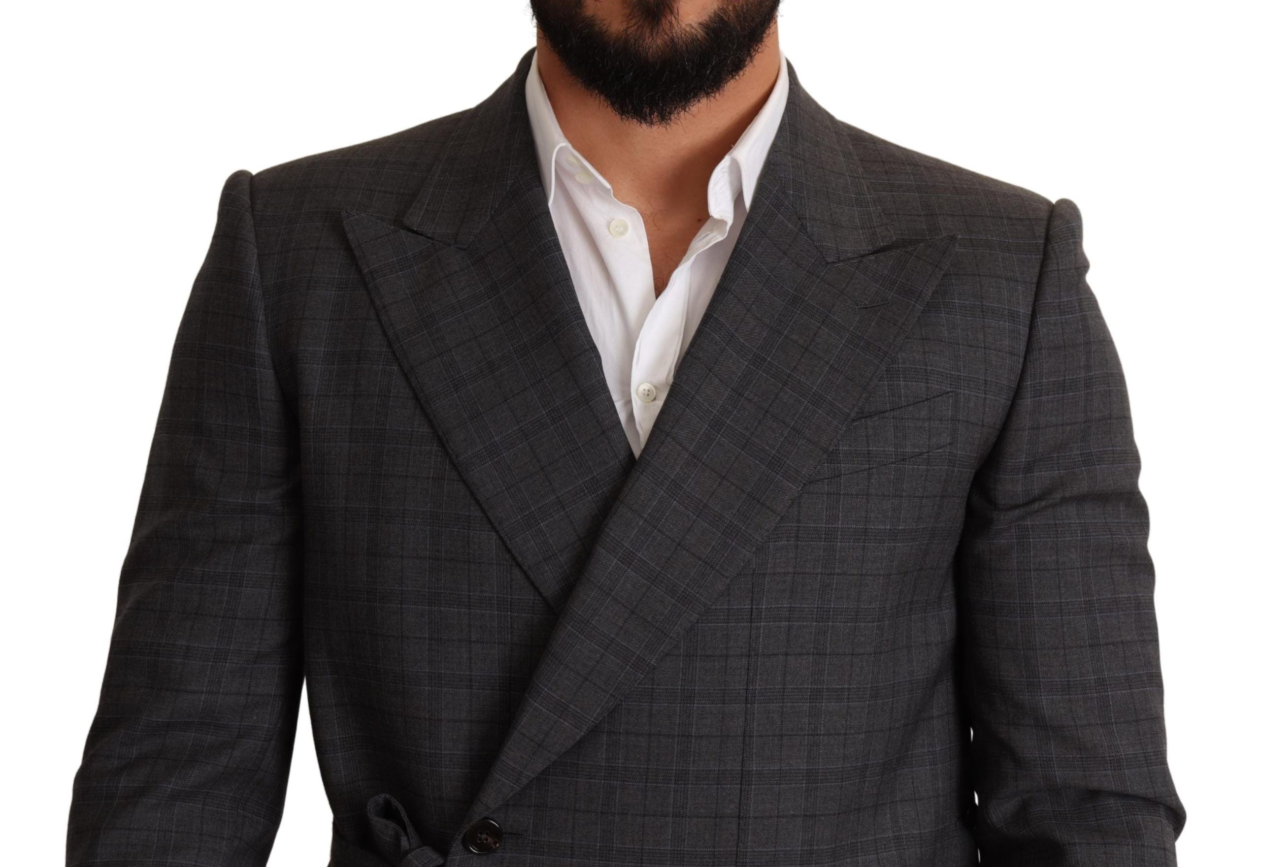 Dolce &amp; Gabbana – Schicker, grau karierter Martini-Blazer im Slim Fit mit zweireihigem Schnitt