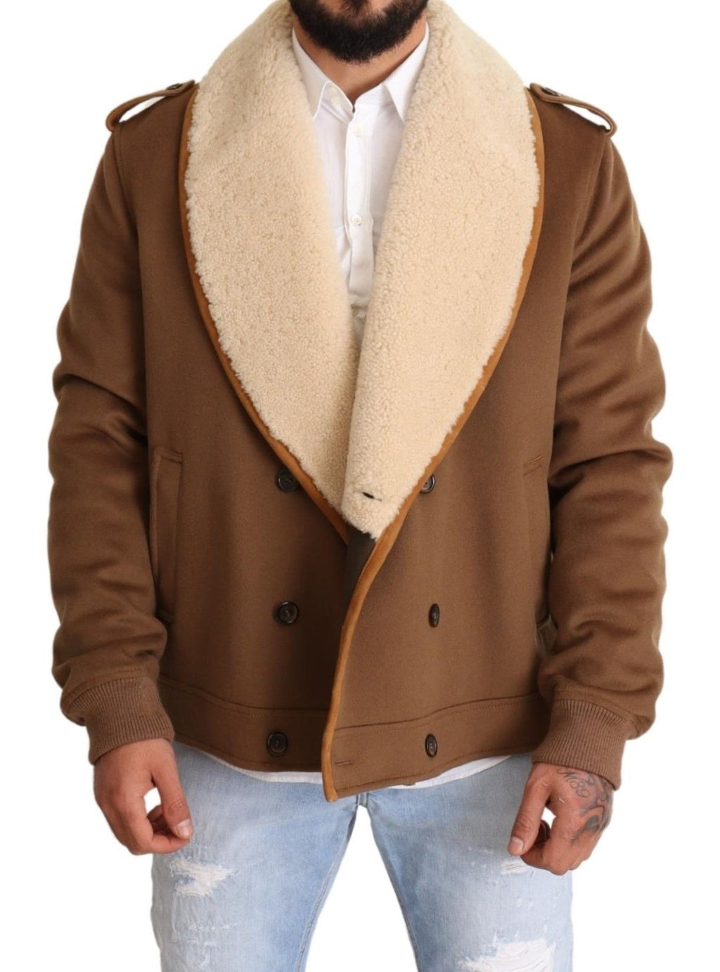 Dolce &amp; Gabbana Elegante zweireihige Lammfelljacke