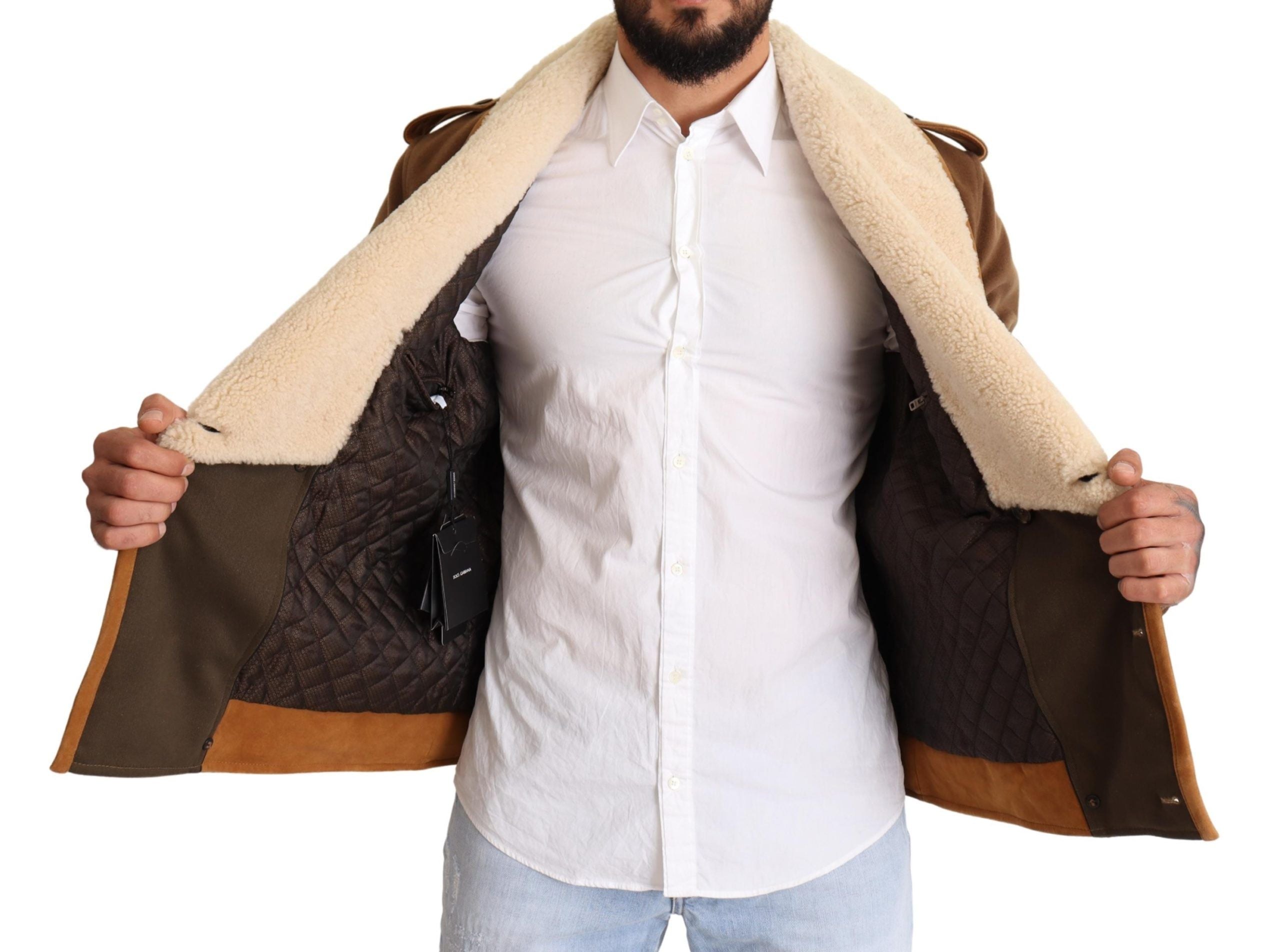 Dolce &amp; Gabbana Elegante zweireihige Lammfelljacke