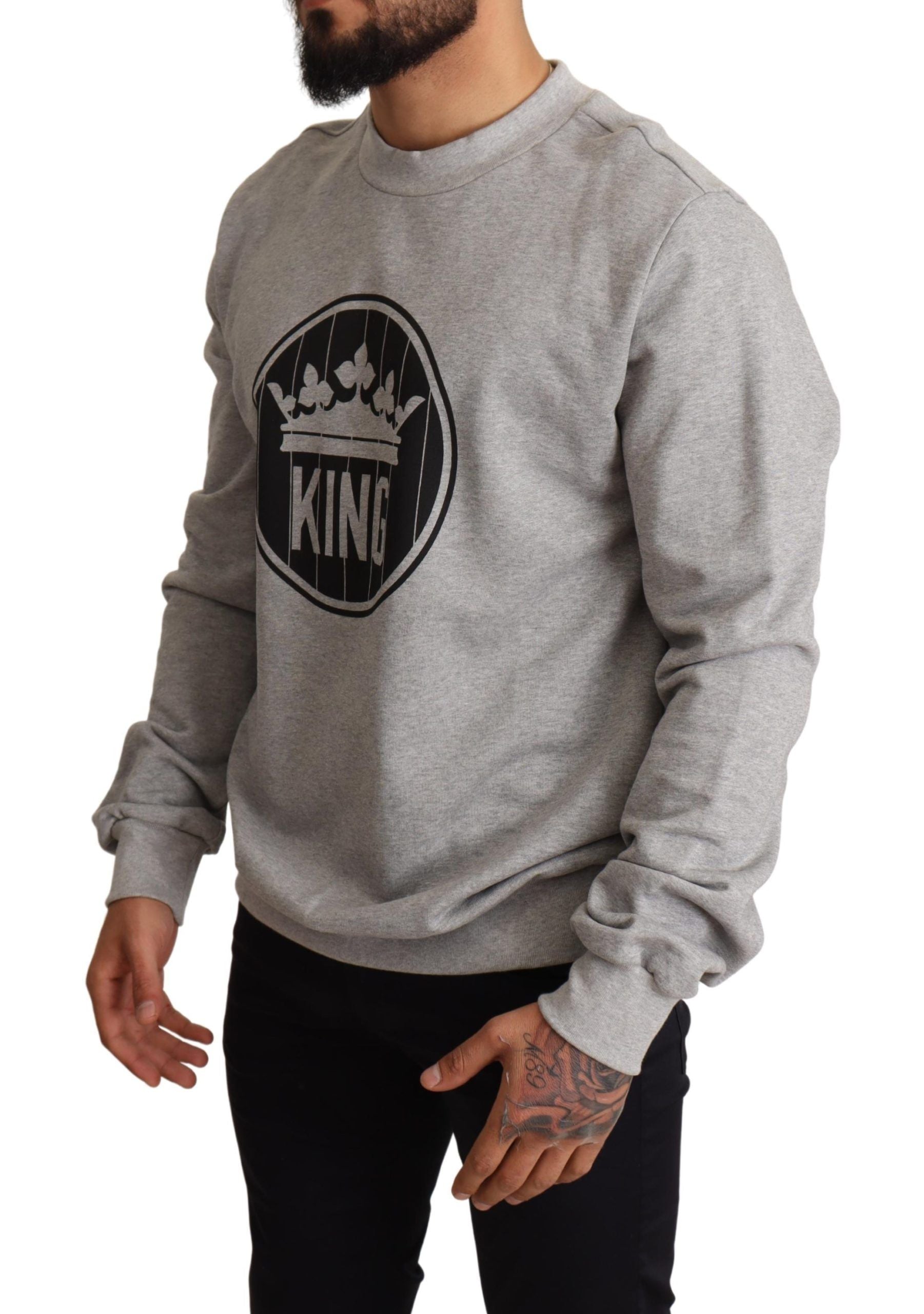 Dolce &amp; Gabbana Regal Crown Baumwollpullover - Anspruchsvolles Grau