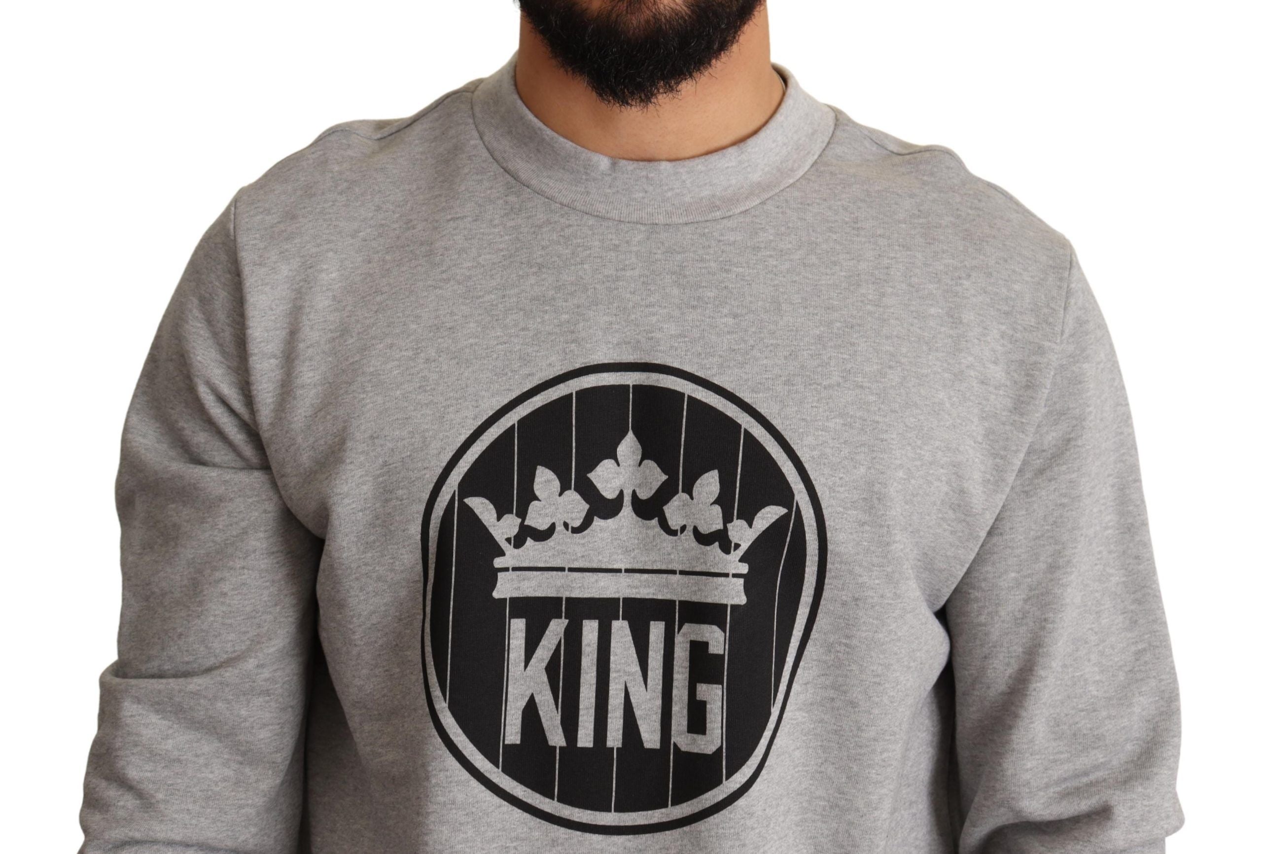 Dolce &amp; Gabbana Regal Crown Baumwollpullover - Anspruchsvolles Grau