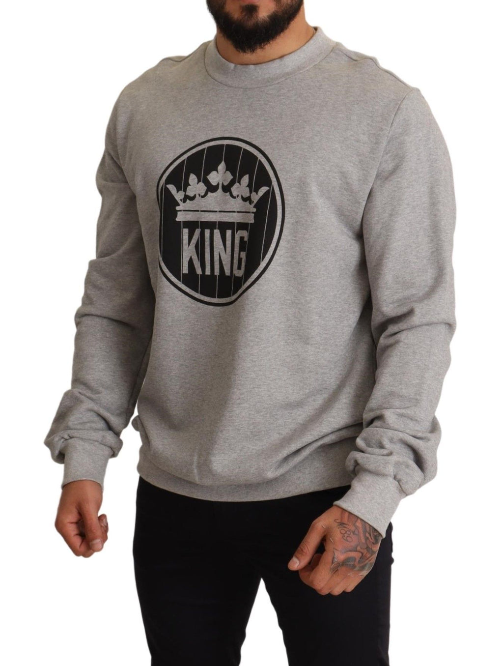 Dolce &amp; Gabbana Regal Crown Baumwollpullover - Anspruchsvolles Grau