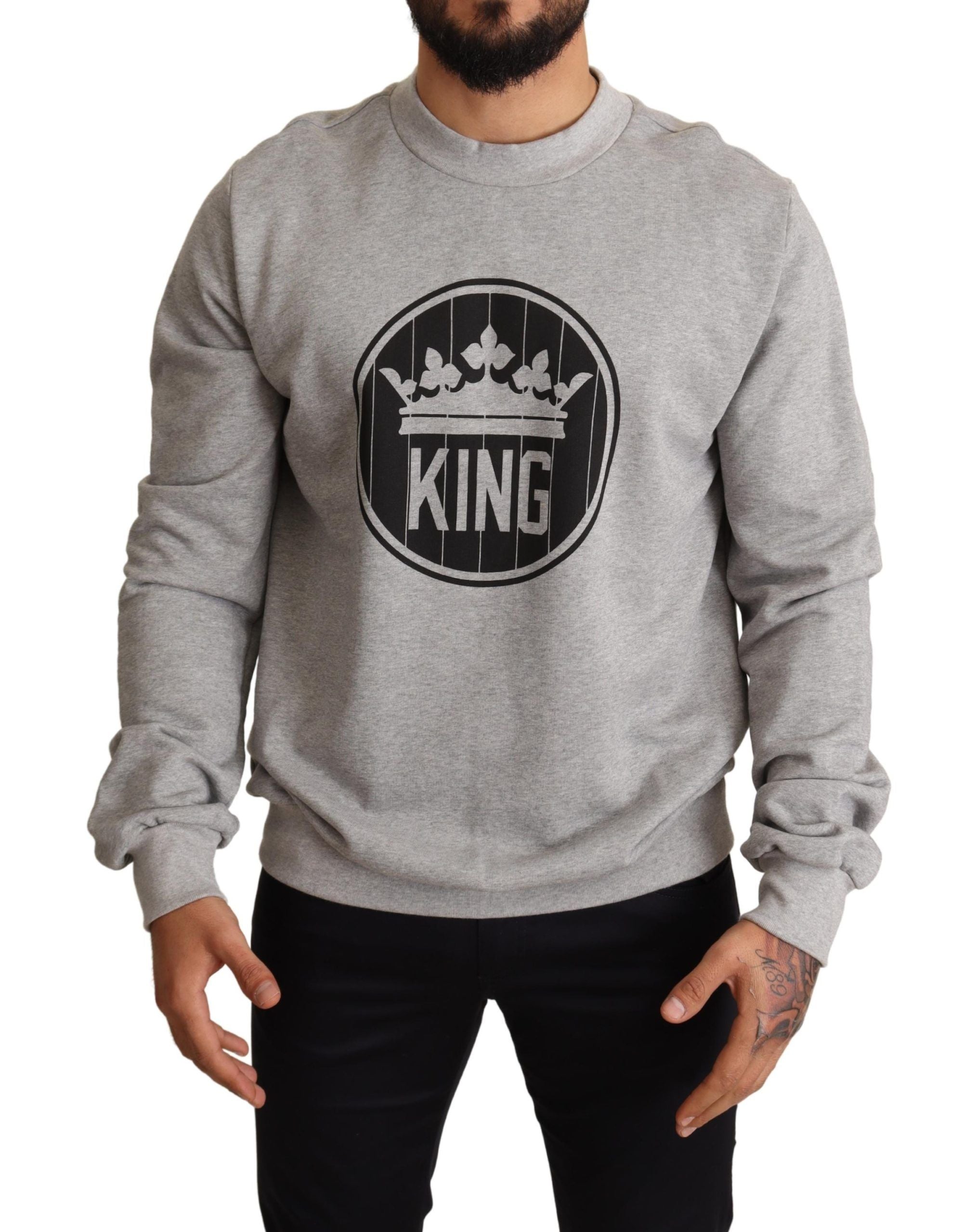 Dolce &amp; Gabbana Regal Crown Baumwollpullover - Anspruchsvolles Grau