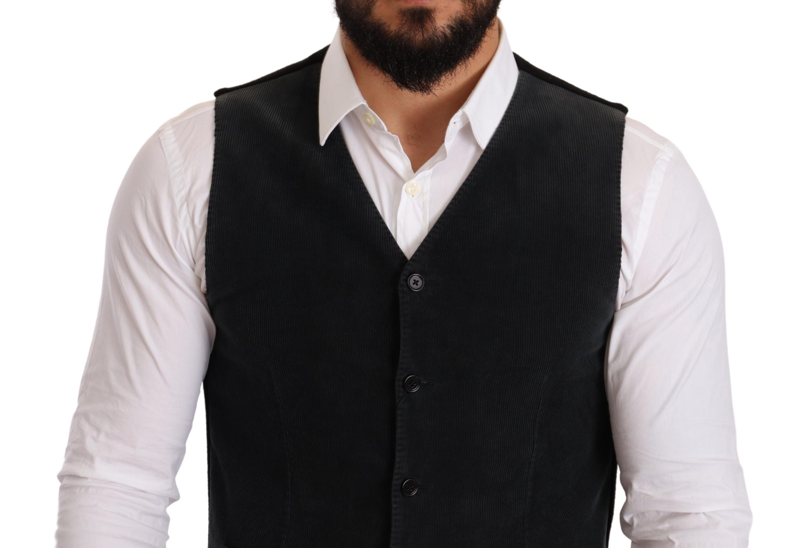 Dolce &amp; Gabbana – Elegante Weste aus schwarzer Baumwolle für formelle Anlässe