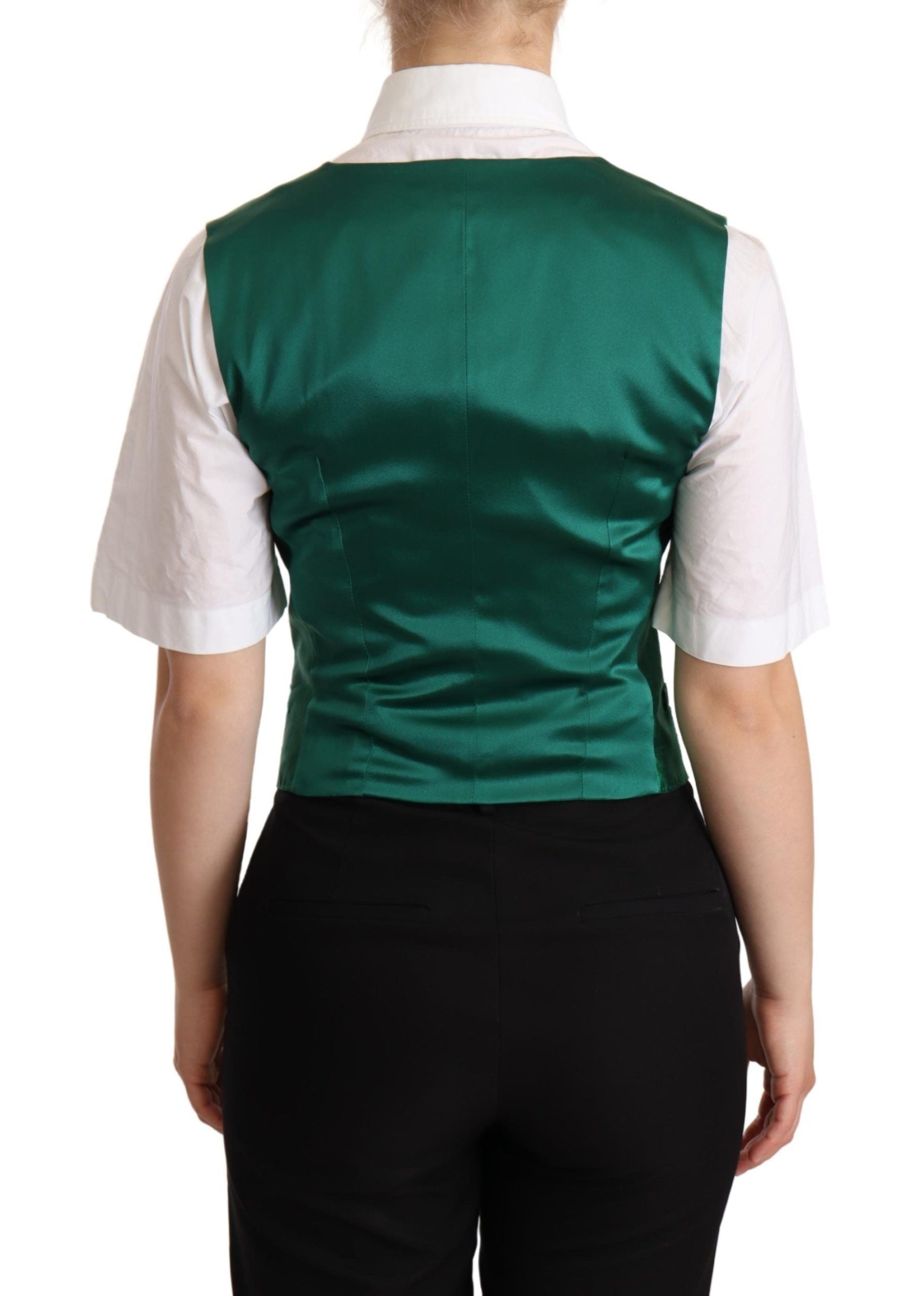 Dolce &amp; Gabbana Elegante Weste aus grüner Seidenmischung