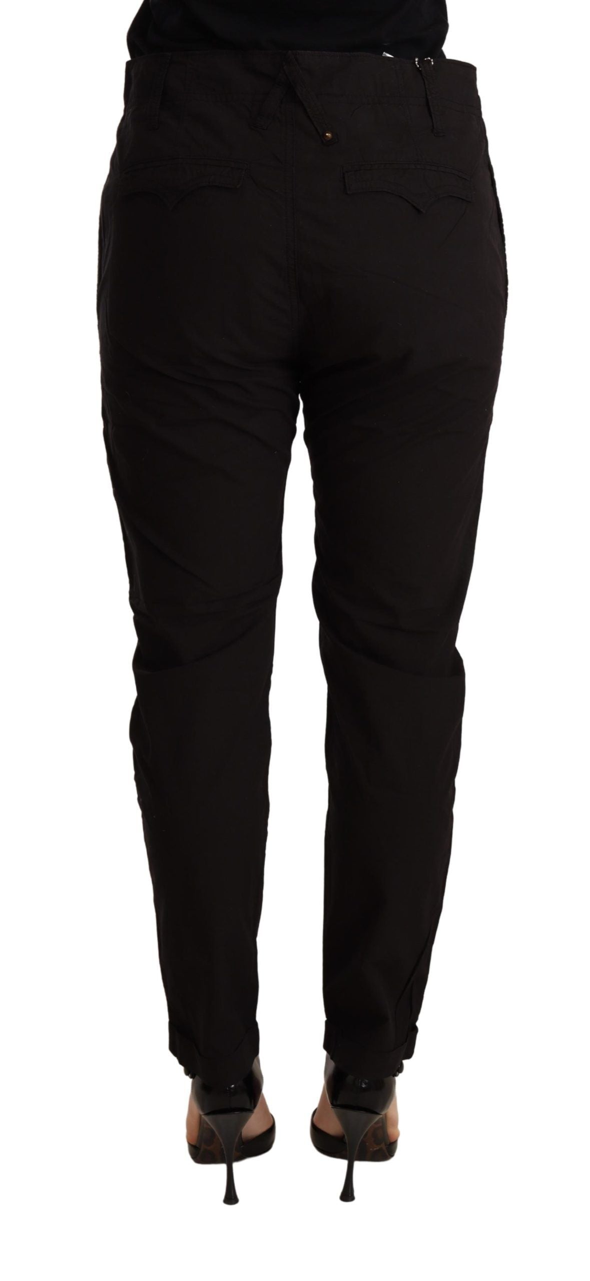CYCLE Elegante schwarze Baggy-Baumwollhose