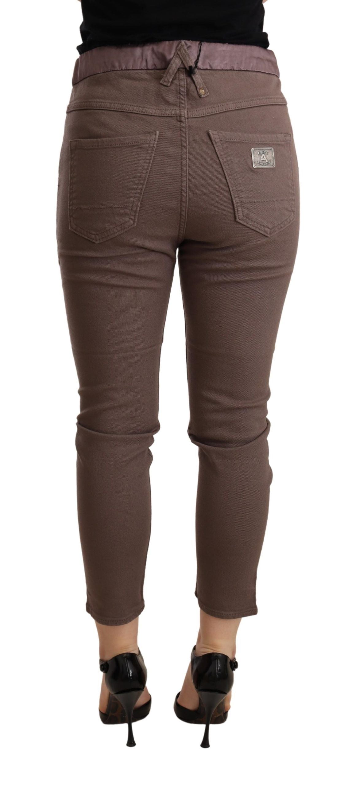 CYCLE Schicke, braune Skinny-Hose mit mittelhohem Bund