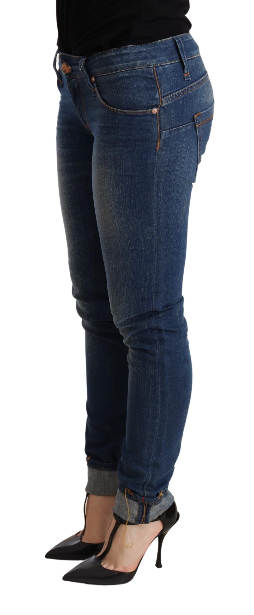 Acht Chic – Blau verwaschene Push-Up-Skinny-Jeans