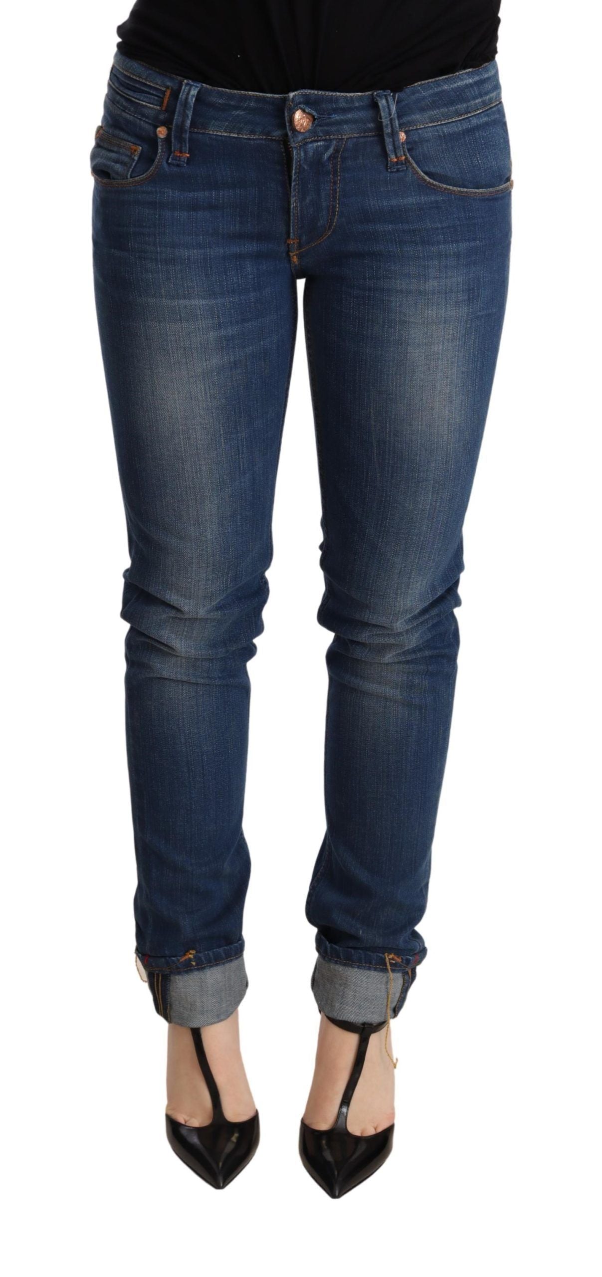 Acht Chic – Blau verwaschene Push-Up-Skinny-Jeans