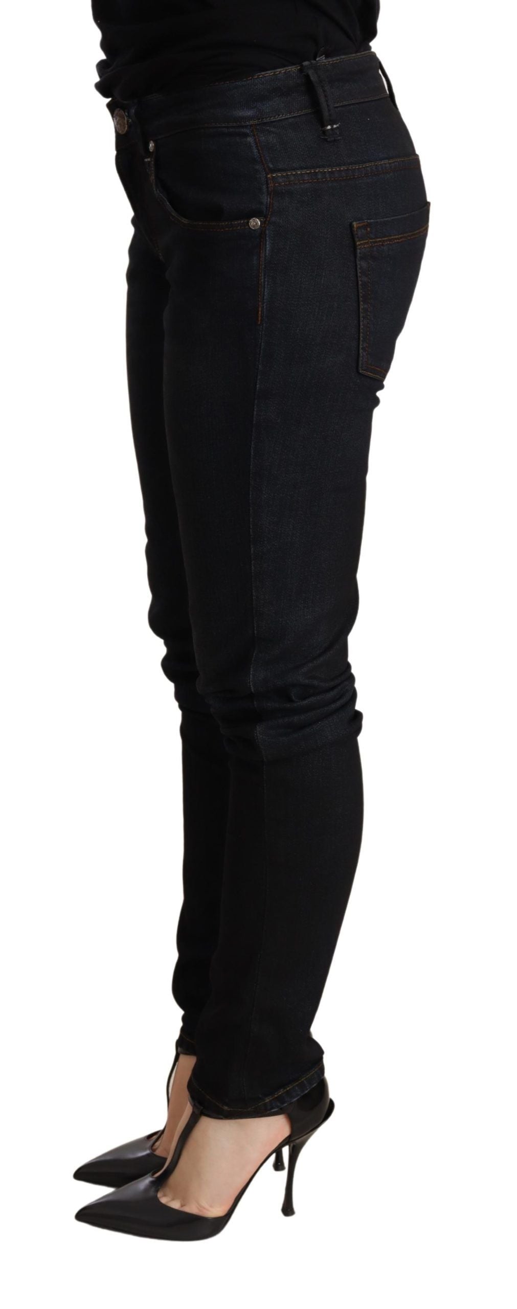 Acht Chic – Blau verwaschene Skinny-Jeans mit niedriger Taille