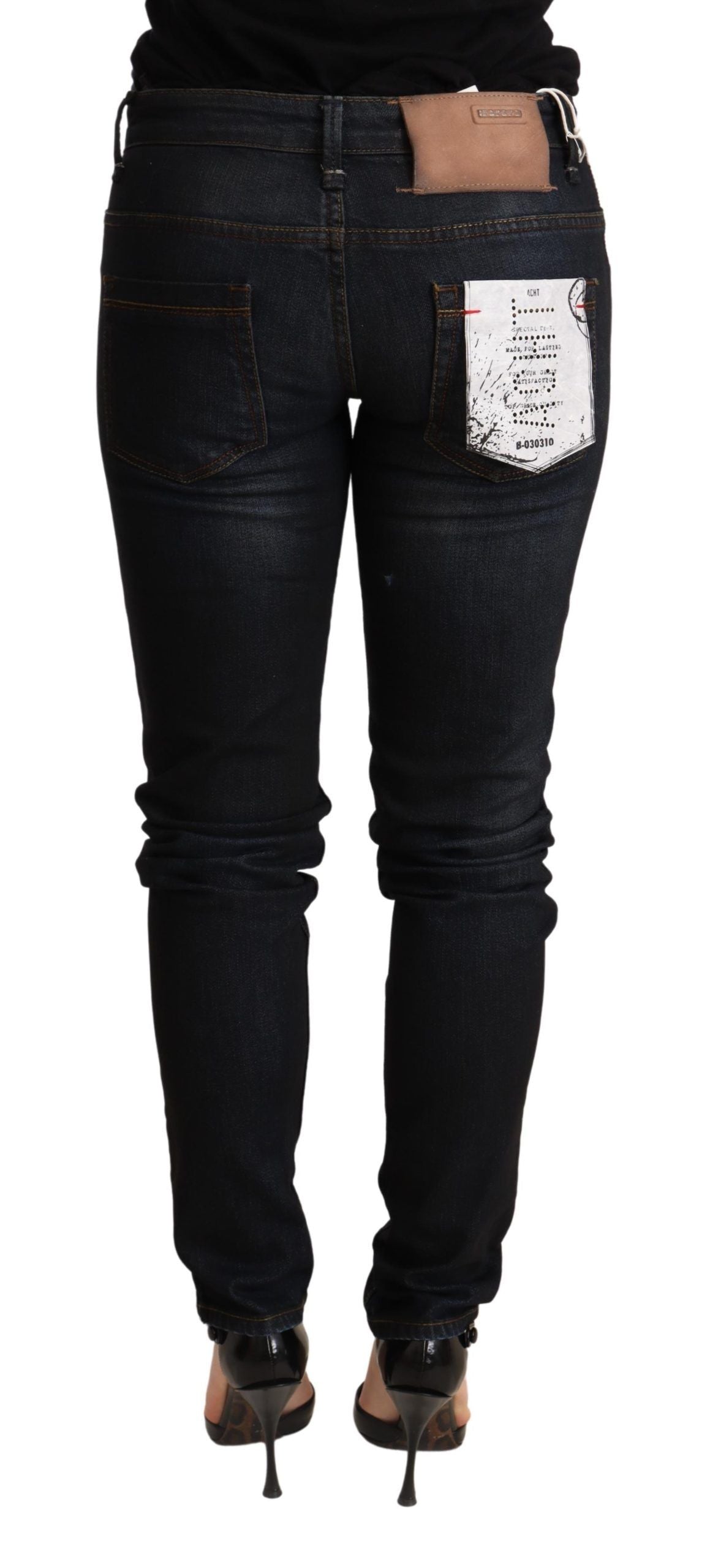 Acht Chic – Blau verwaschene Skinny-Jeans mit niedriger Taille