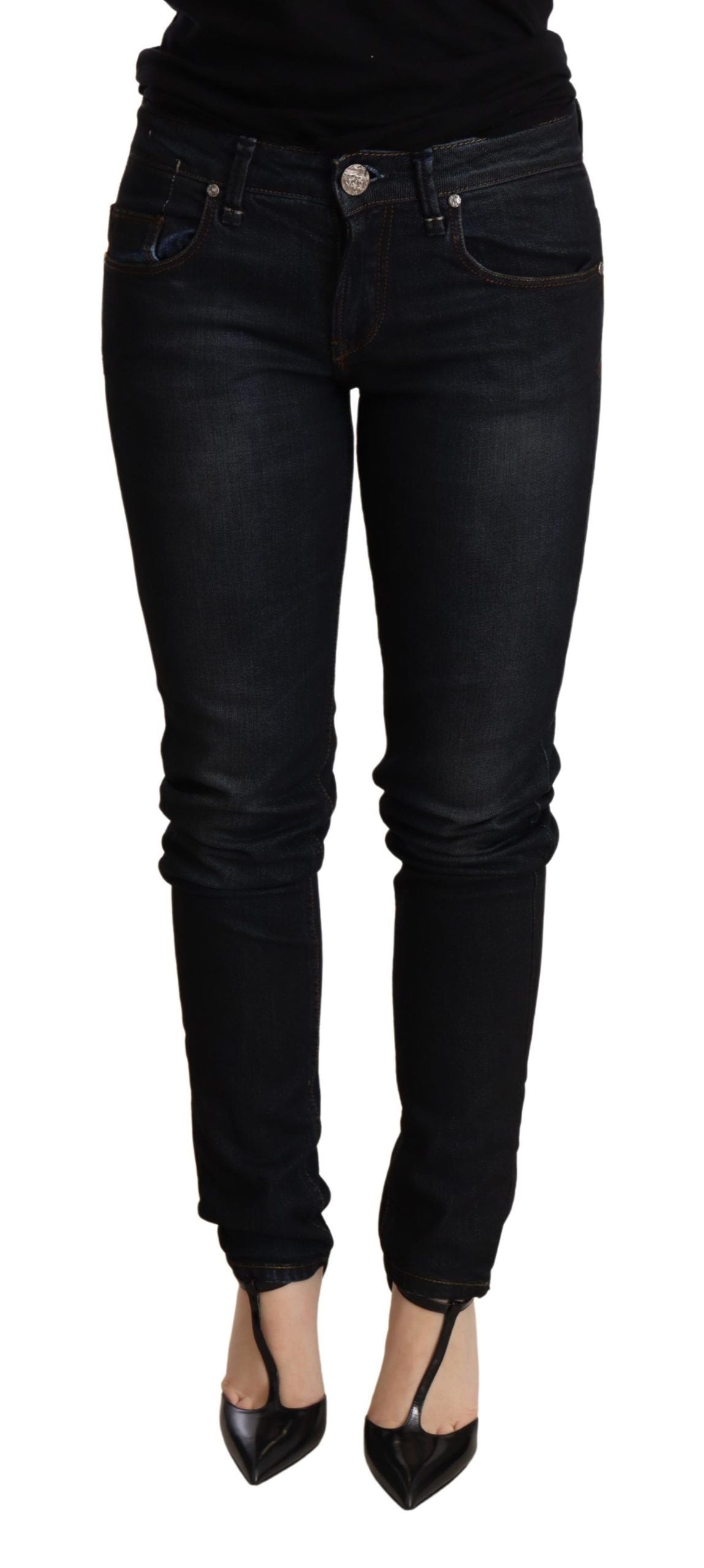 Acht Chic – Blau verwaschene Skinny-Jeans mit niedriger Taille
