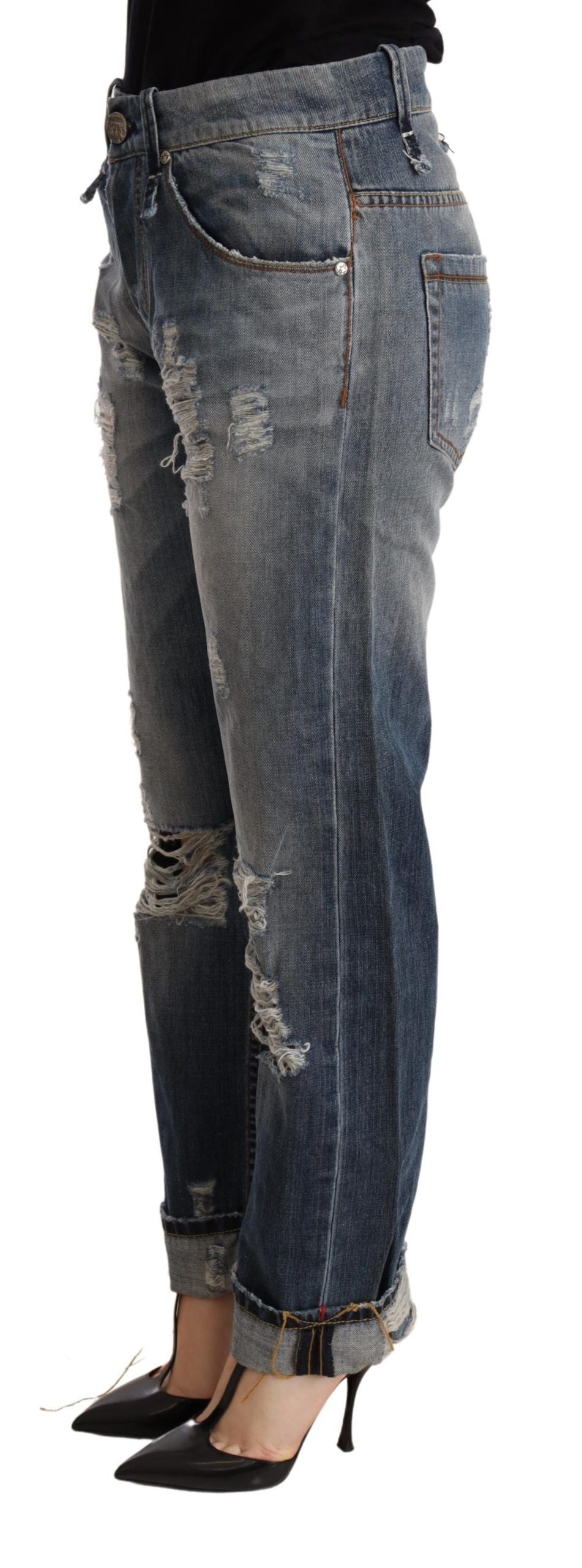 Acht Authentic Baggy-Jeans aus Denim mit mittlerer Taille